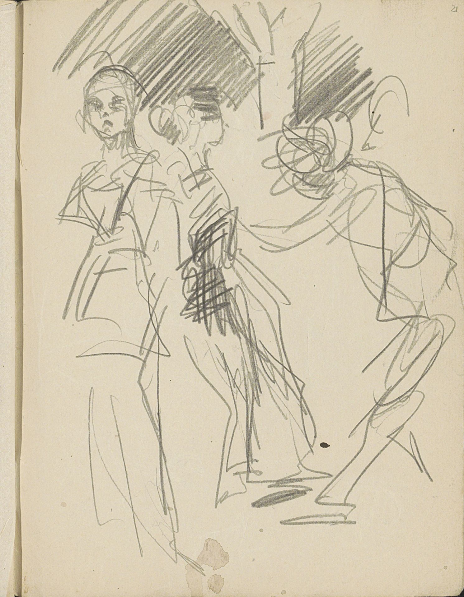 Drie figuren, mogelijk vrouwen by Isaac Israels