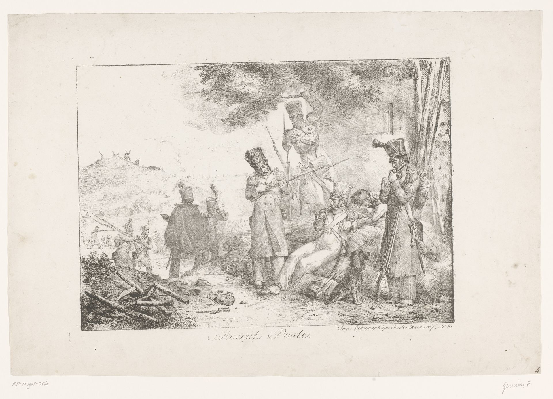 Soldaten van een voorpost rusten uit by François Grenier