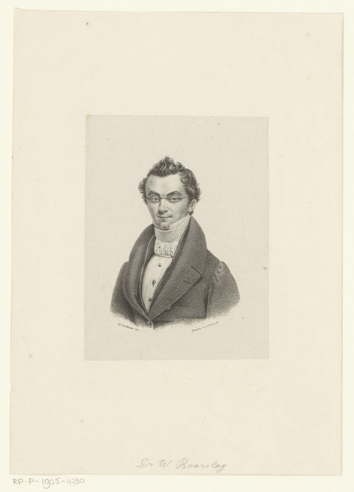 Portret van W. Baarslag by Willem Grebner