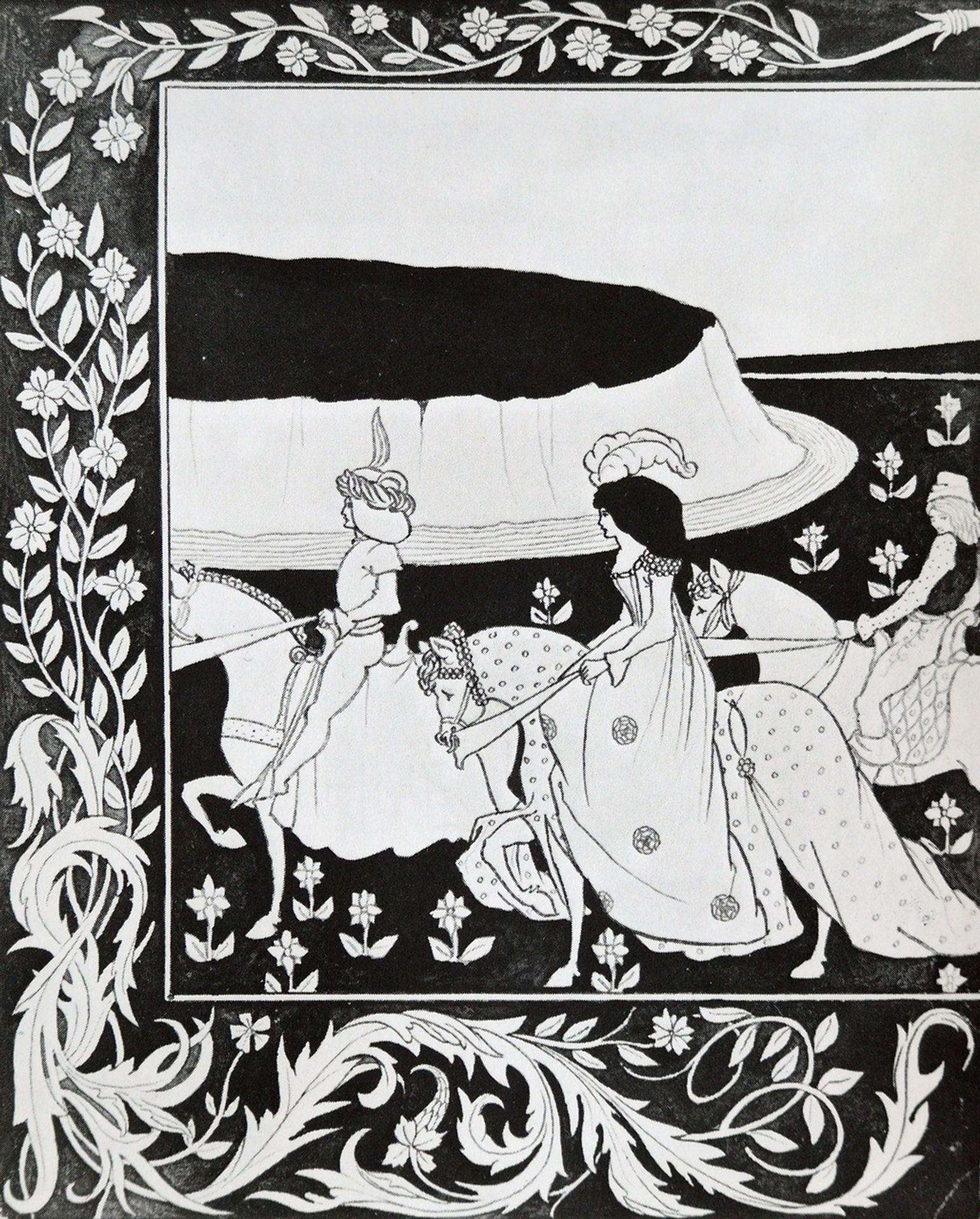 How Queen Guenever rode on Maying I by Aubrey Vincent Beardsley