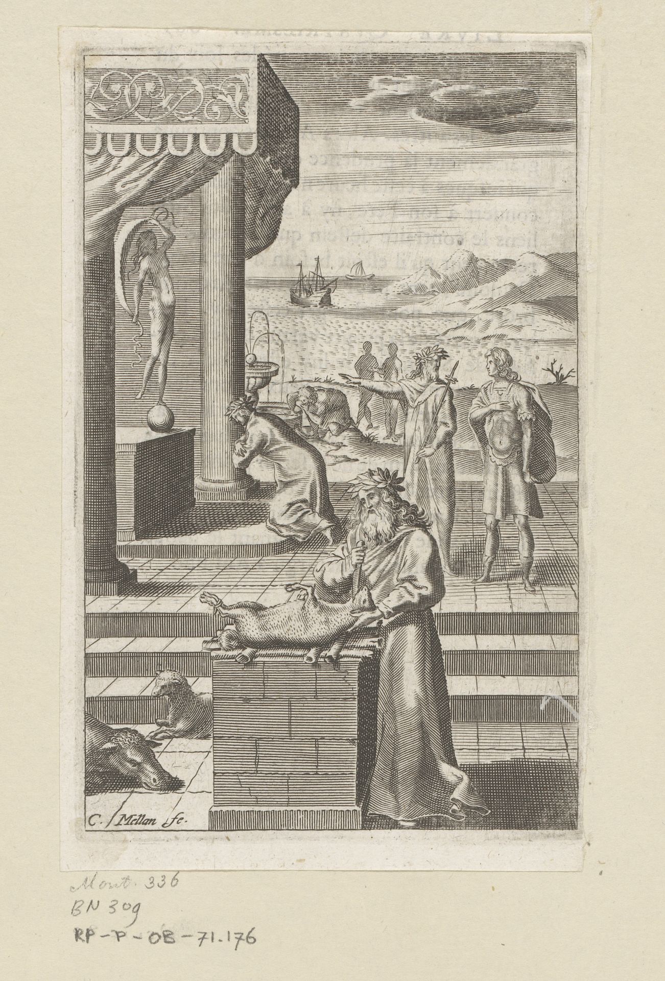 Arsidas aanbidt Fortuna by Claude Mellan