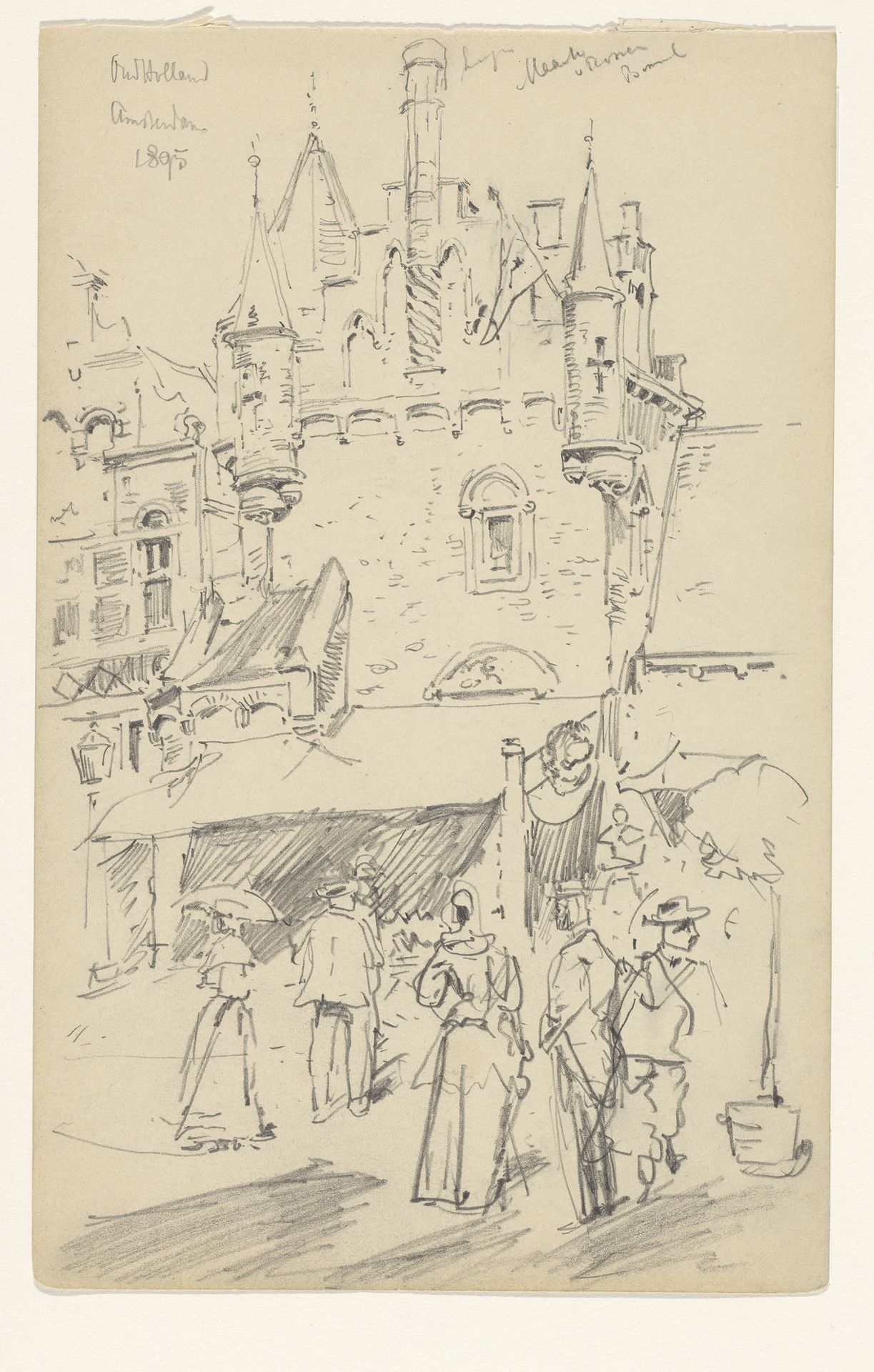 Marktplein van de nagebouwde stad Oud-Holland op de Wereldtentoonstelling voor het Hotel- en Reiswezen van 1895 by Jan Hoynck van Papendrecht