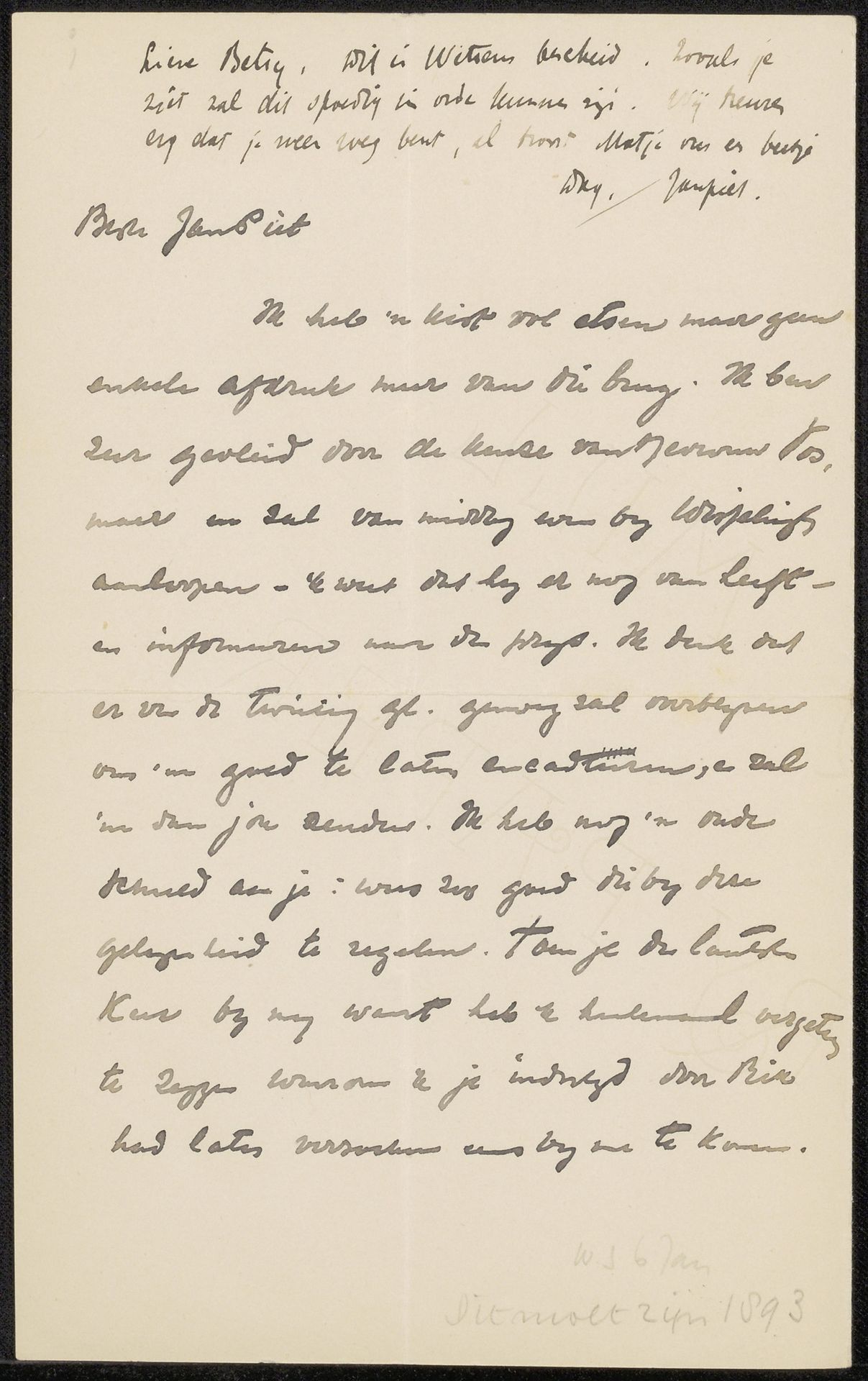 Brief aan Jan Veth by Willem Witsen