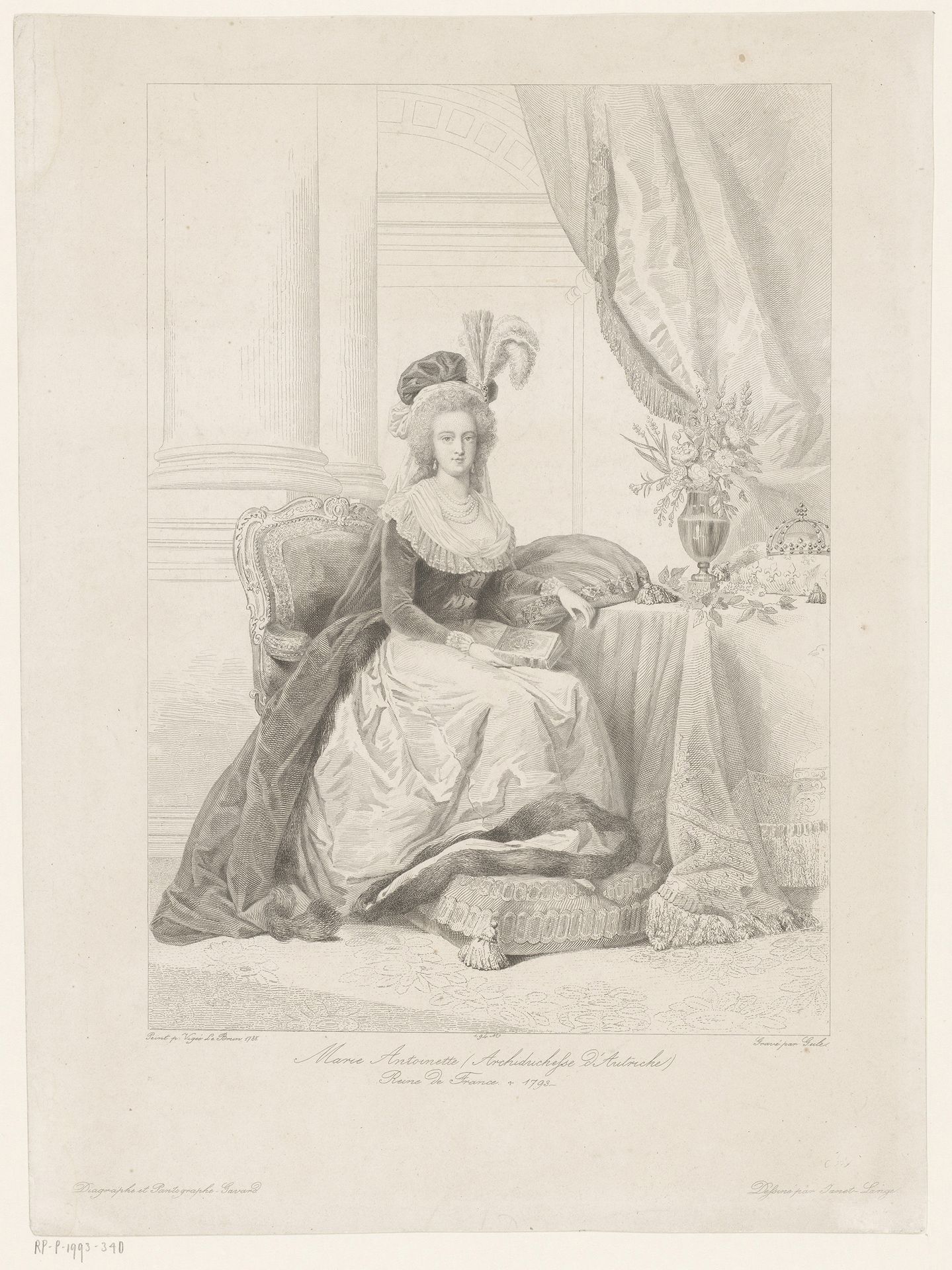 Portret van Marie Antoinette, koningin van Frankrijk by Amédée Félix Barthélemy Geille