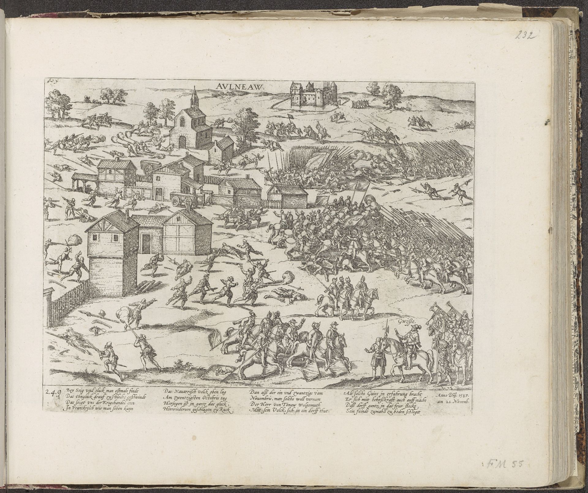 Slag bij Auneau, 1587 by Frans Hogenberg
