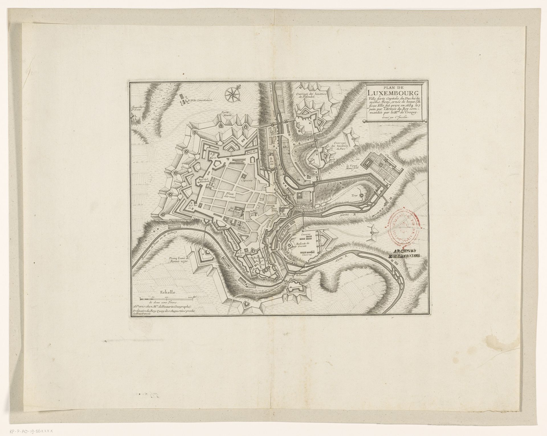 Vestingplattegrond van Luxemburg by Charles Inselin