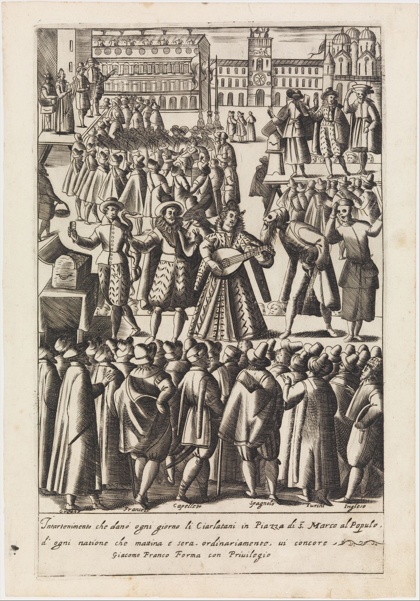 Intartenimento che demo ogni giorno li Ciarlatani from Habiti d'huomeni et donne Venetiane by Giacomo Franco