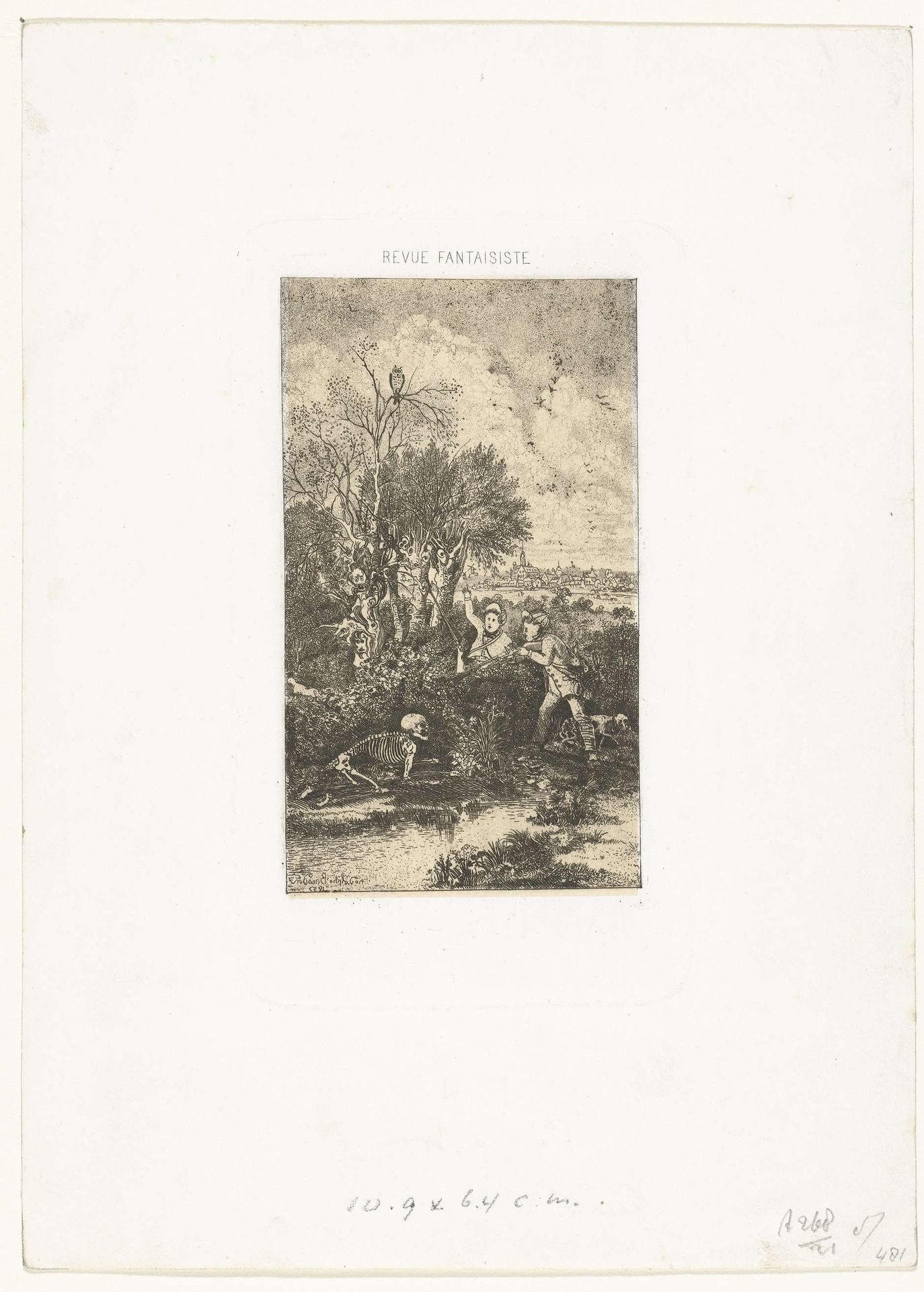 Twee jagers verrast door de Dood by Rodolphe Bresdin