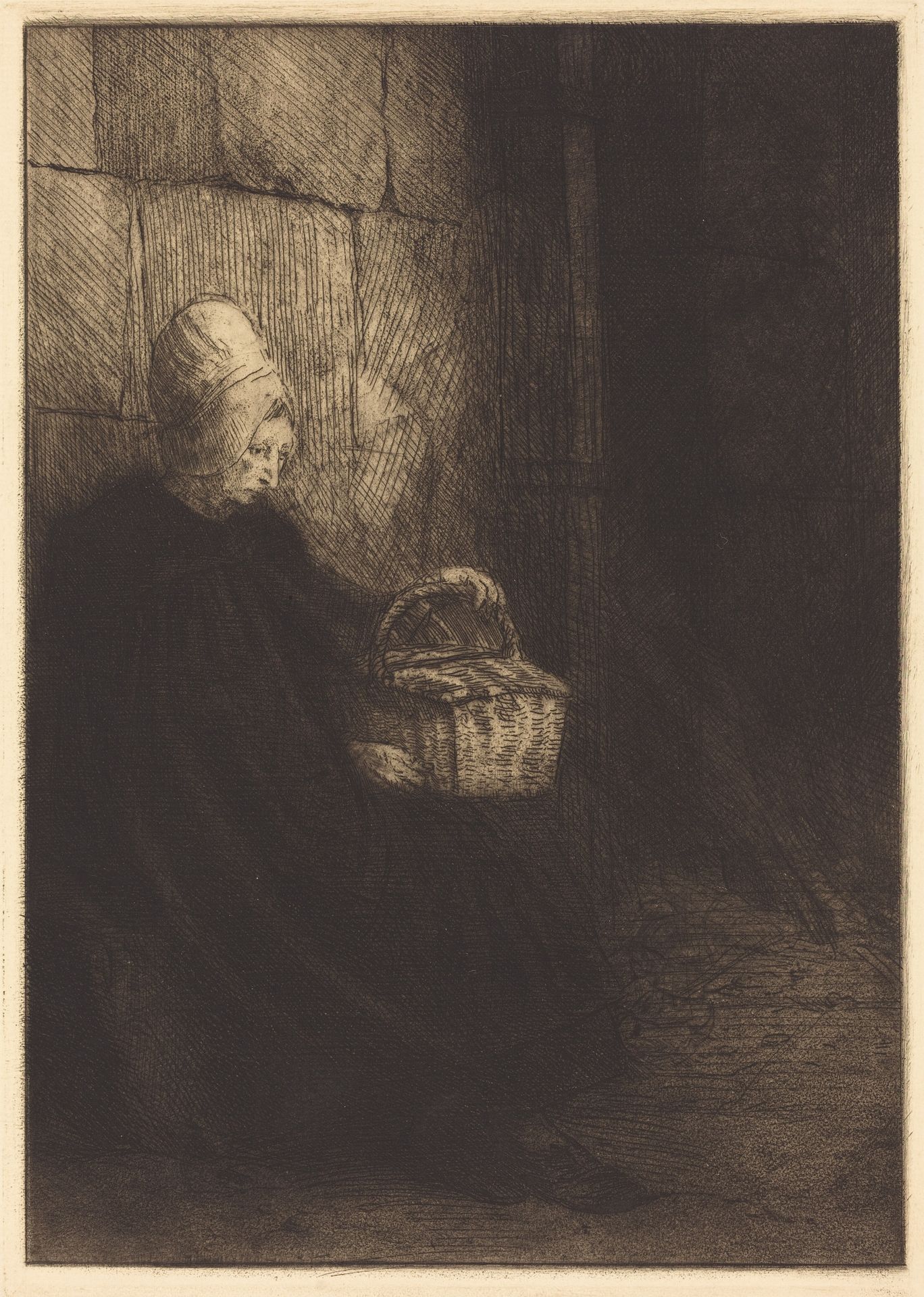 Peasant Woman of Boulogne (Paysanne des environs de Boulogne dite La femme au panier) by Alphonse Legros