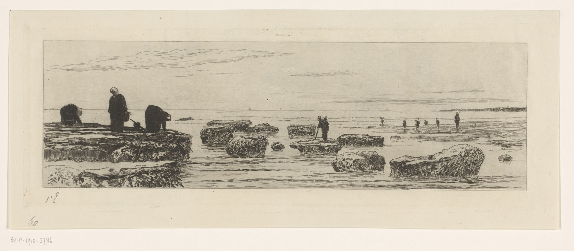 Zeewierplukkers aan de kust bij Veules by Carel Nicolaas Storm van 's-Gravesande