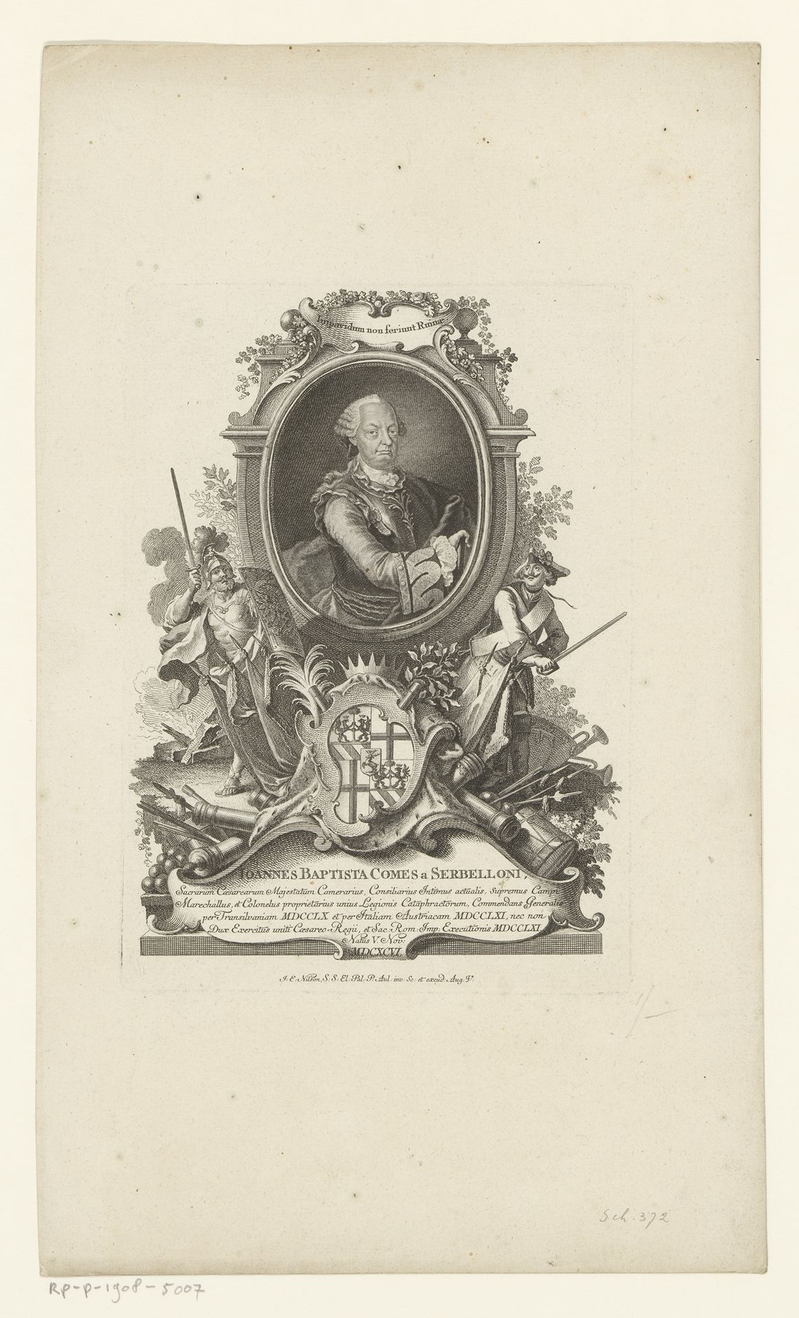 Portret van Giovanni Battista Serbelloni by Johann Esaias Nilson