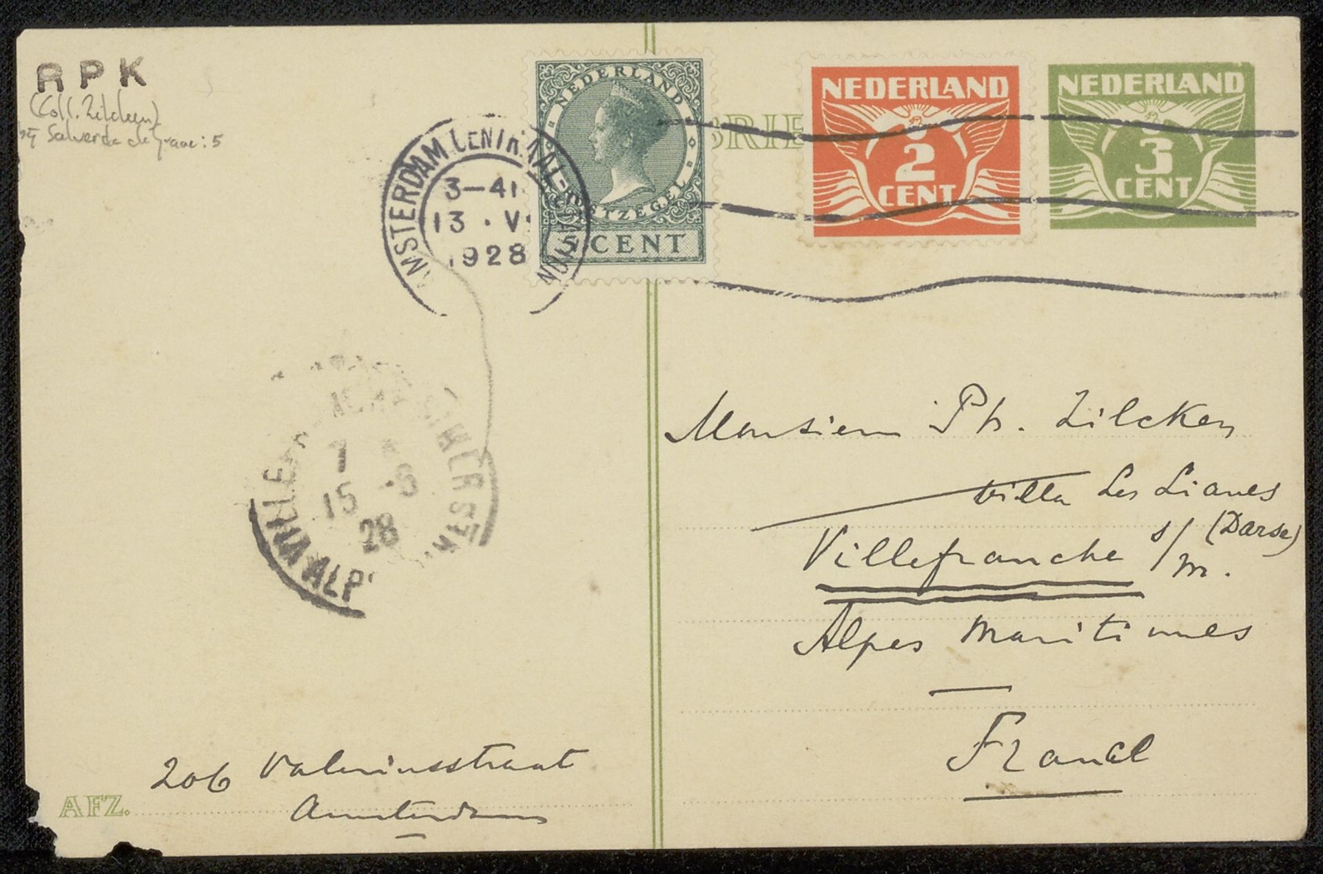 Briefkaart aan Philip Zilcken by Jean-Jacques Salverda de Grave
