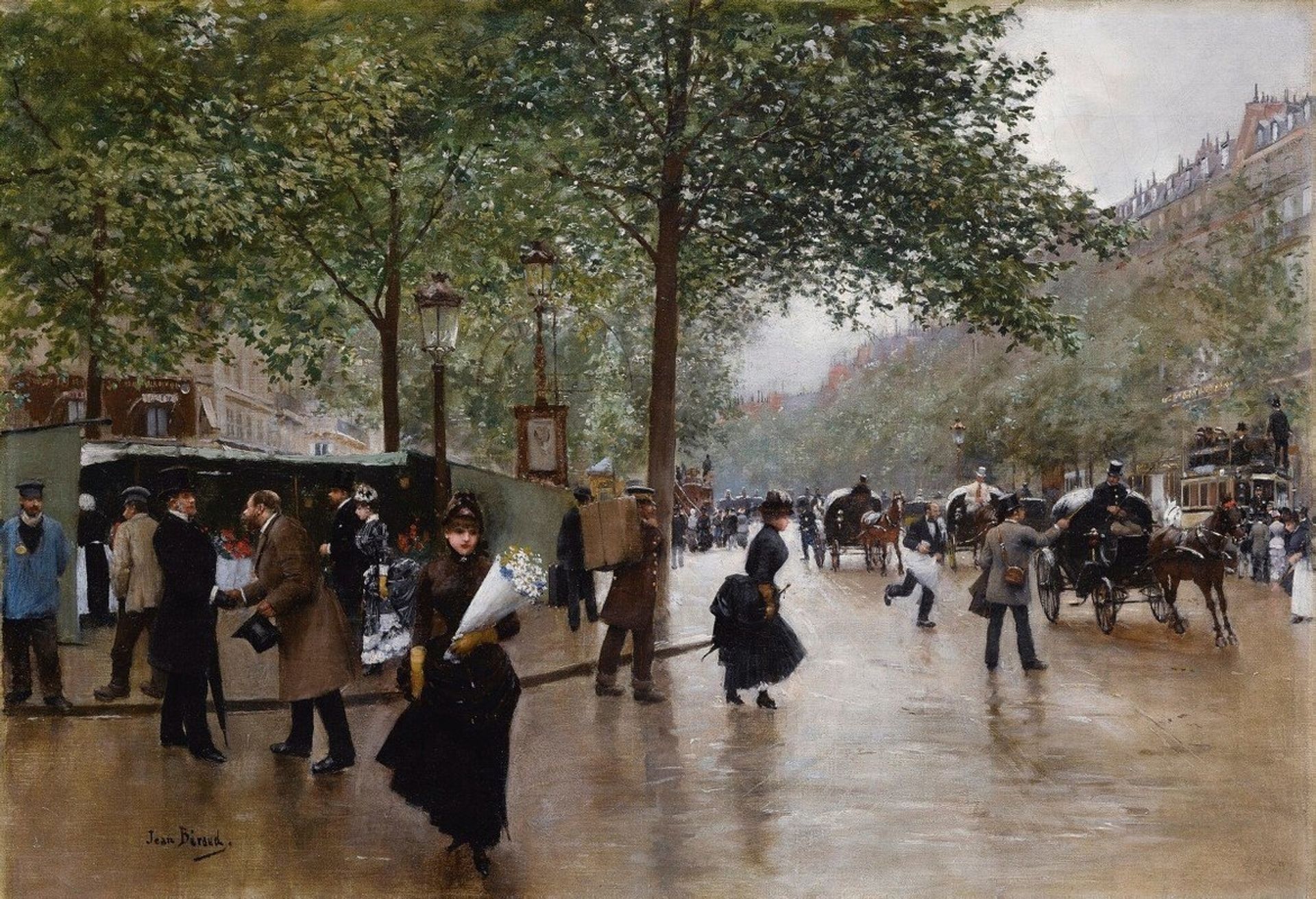Sur Les Grands Boulevards by Jean Béraud