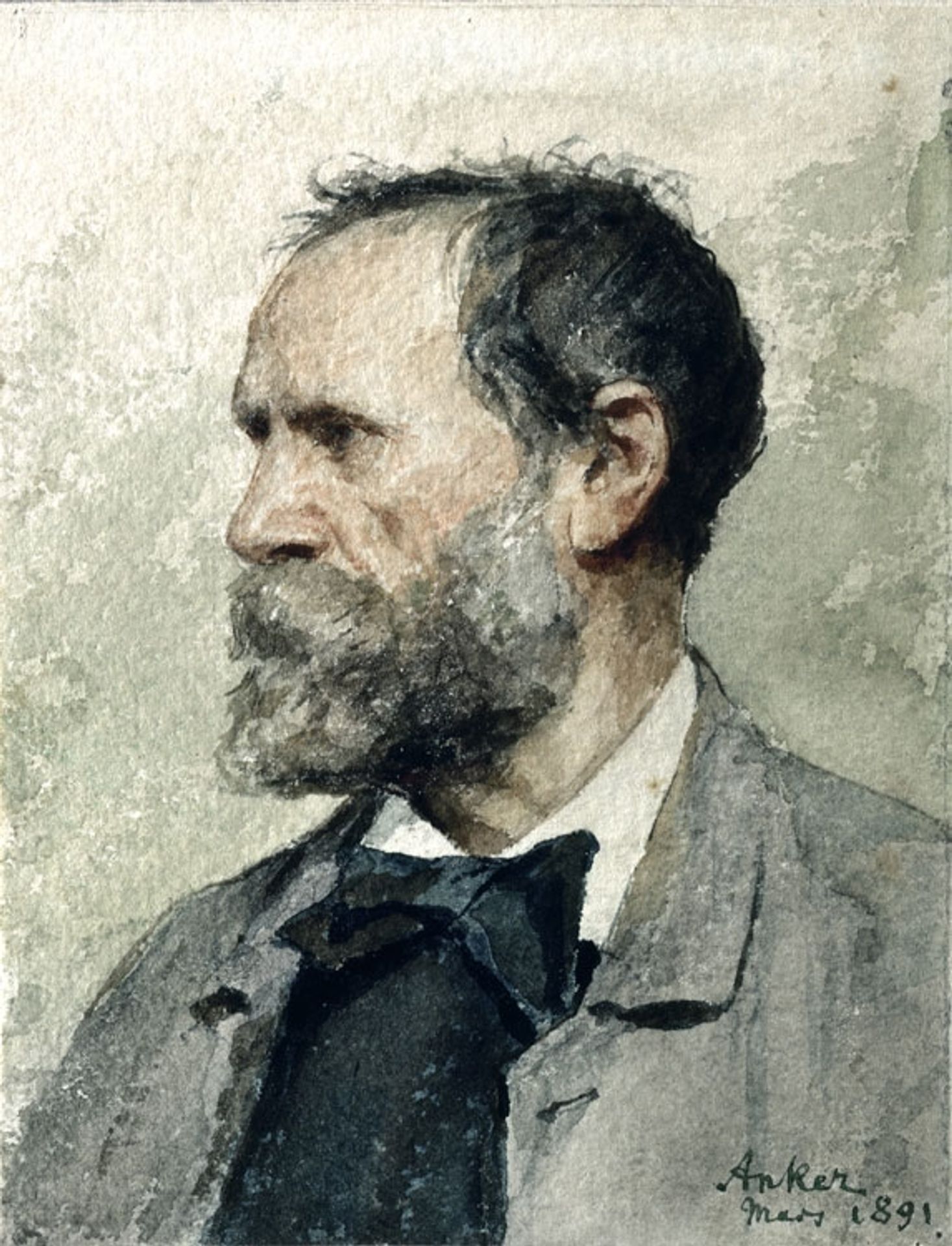 Self-portrait in profile, left by Albrecht Anker