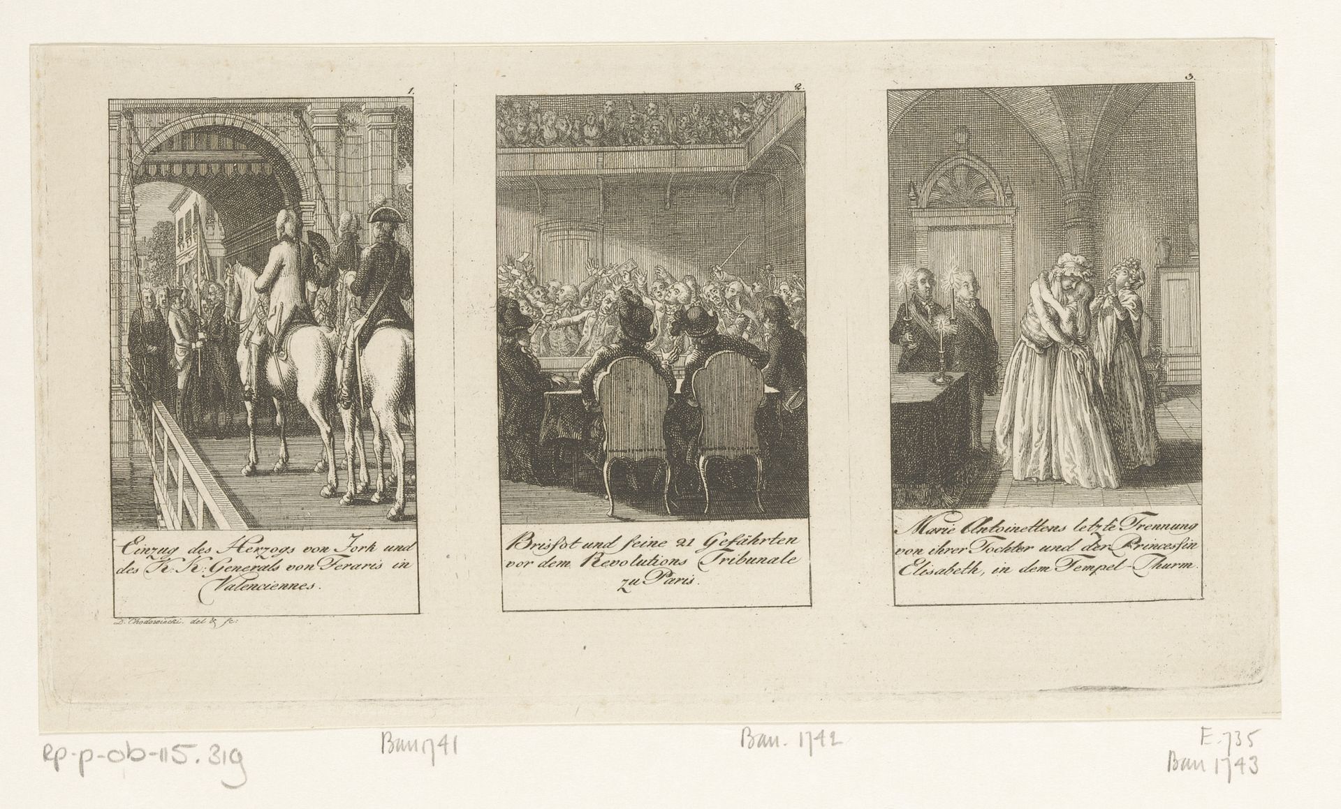 Drie voorstellingen uit de nieuwere Franse geschiedenis by Daniel Nikolaus Chodowiecki