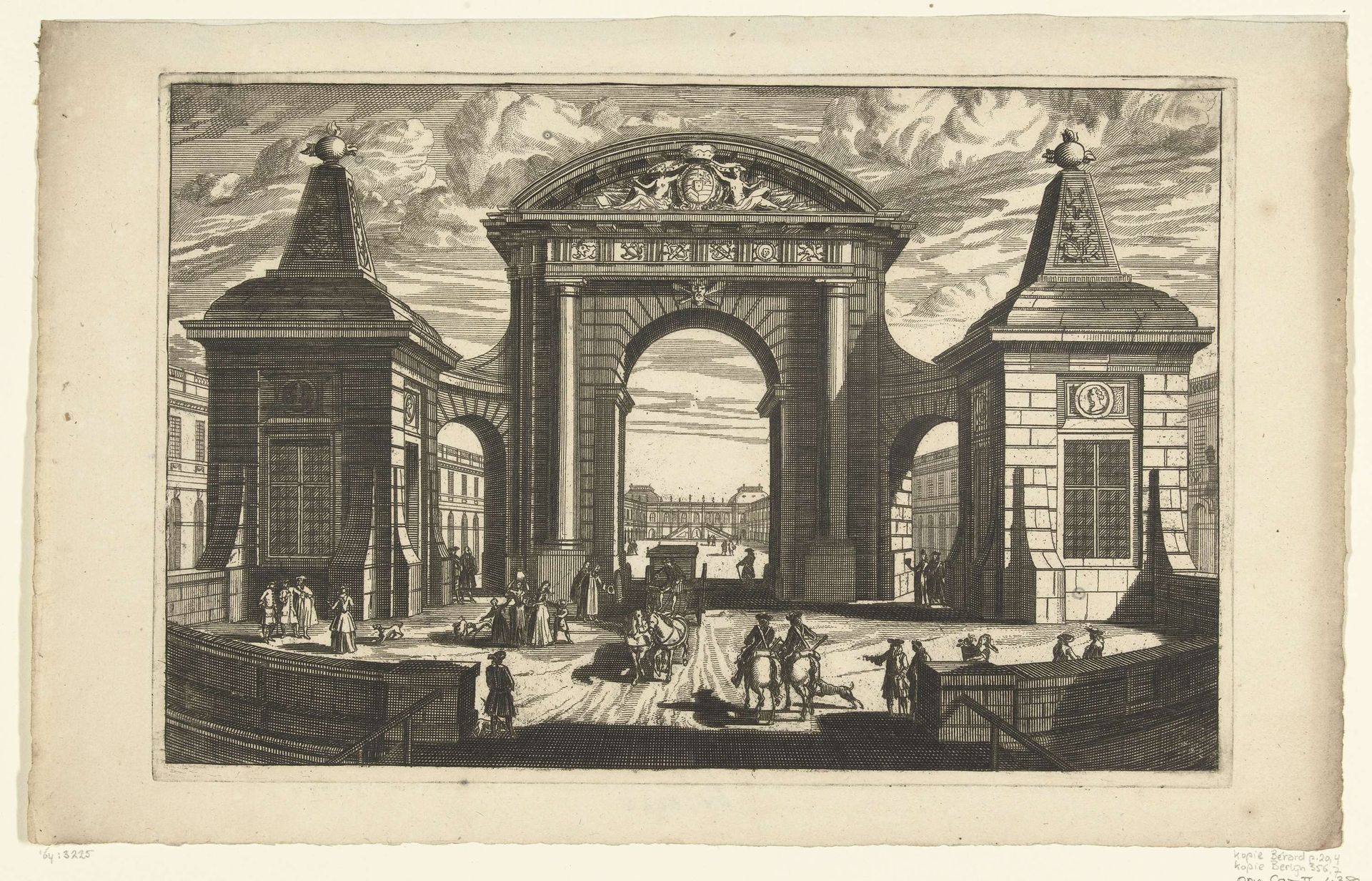 Stadspoort in de vorm van een triomfboog, met Toscaanse zuilen by Anonymous