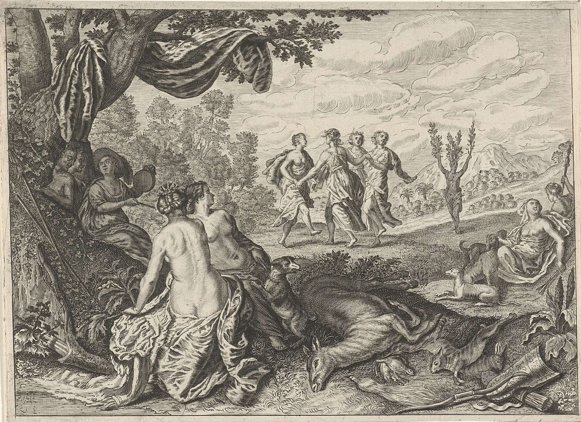 Herder wordt veranderd in wilde olijboom by Theodor Matham