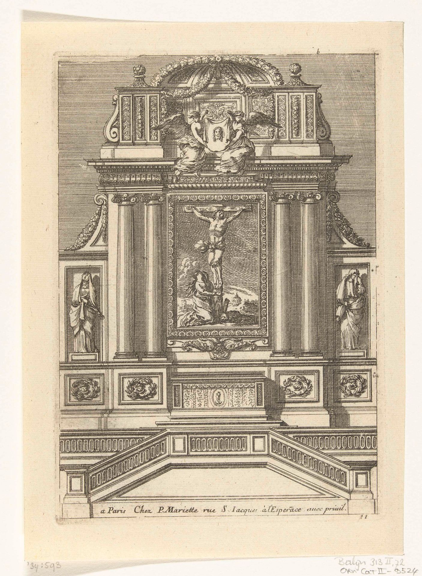 Tabernakel met kruisiging en Maria Magdalena by Jean Lepautre