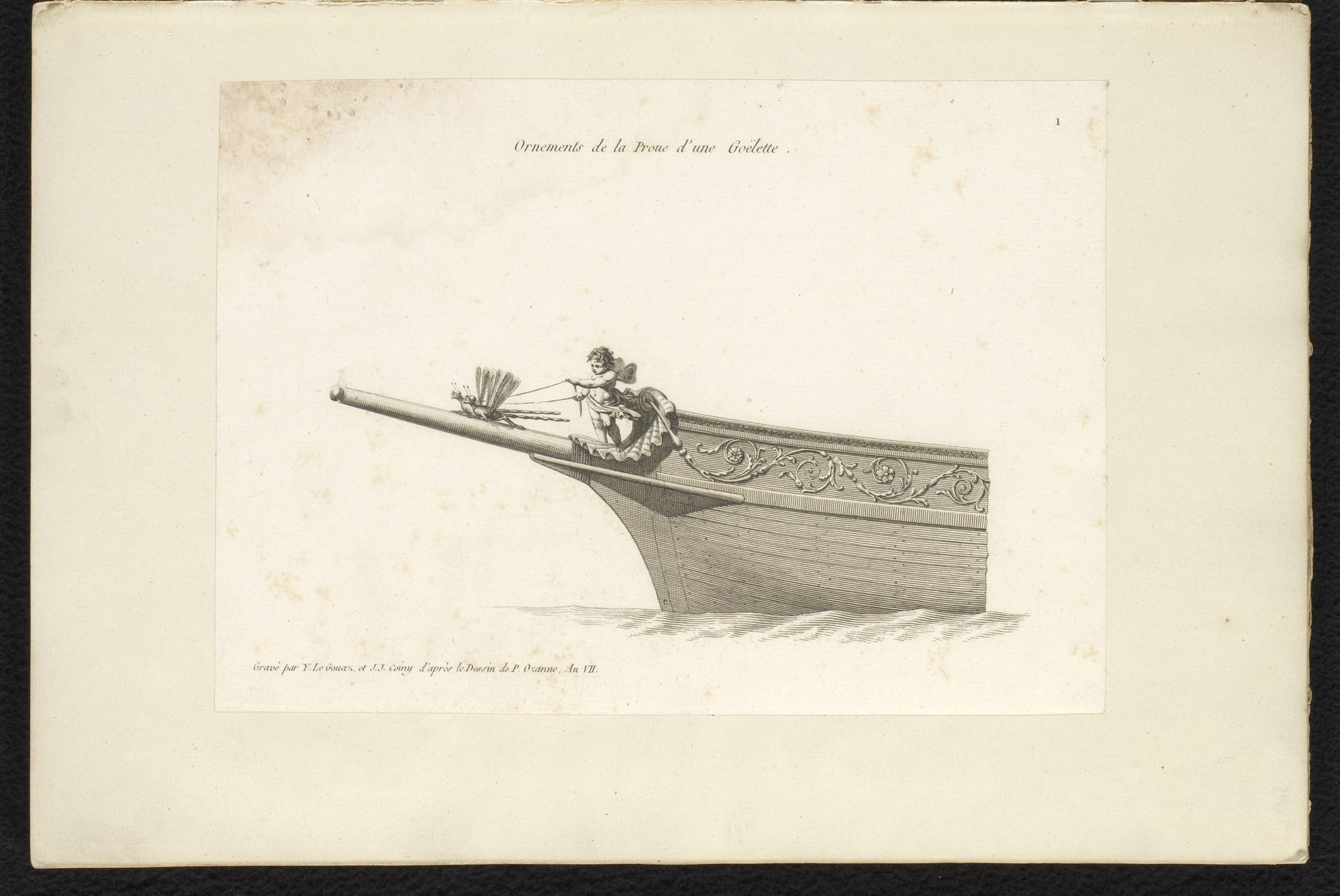 Boegbeeld van een schoener met een putto en libellen by Joseph Coiny