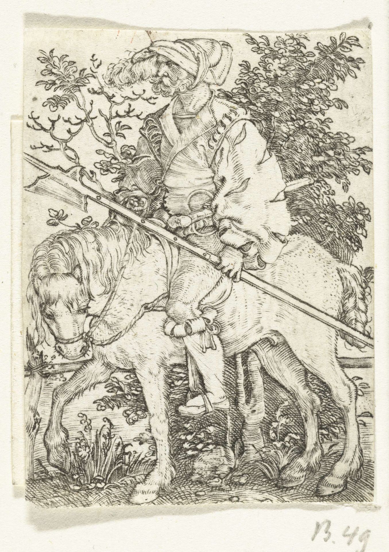 Hellebaardier te paard by Barthel Beham
