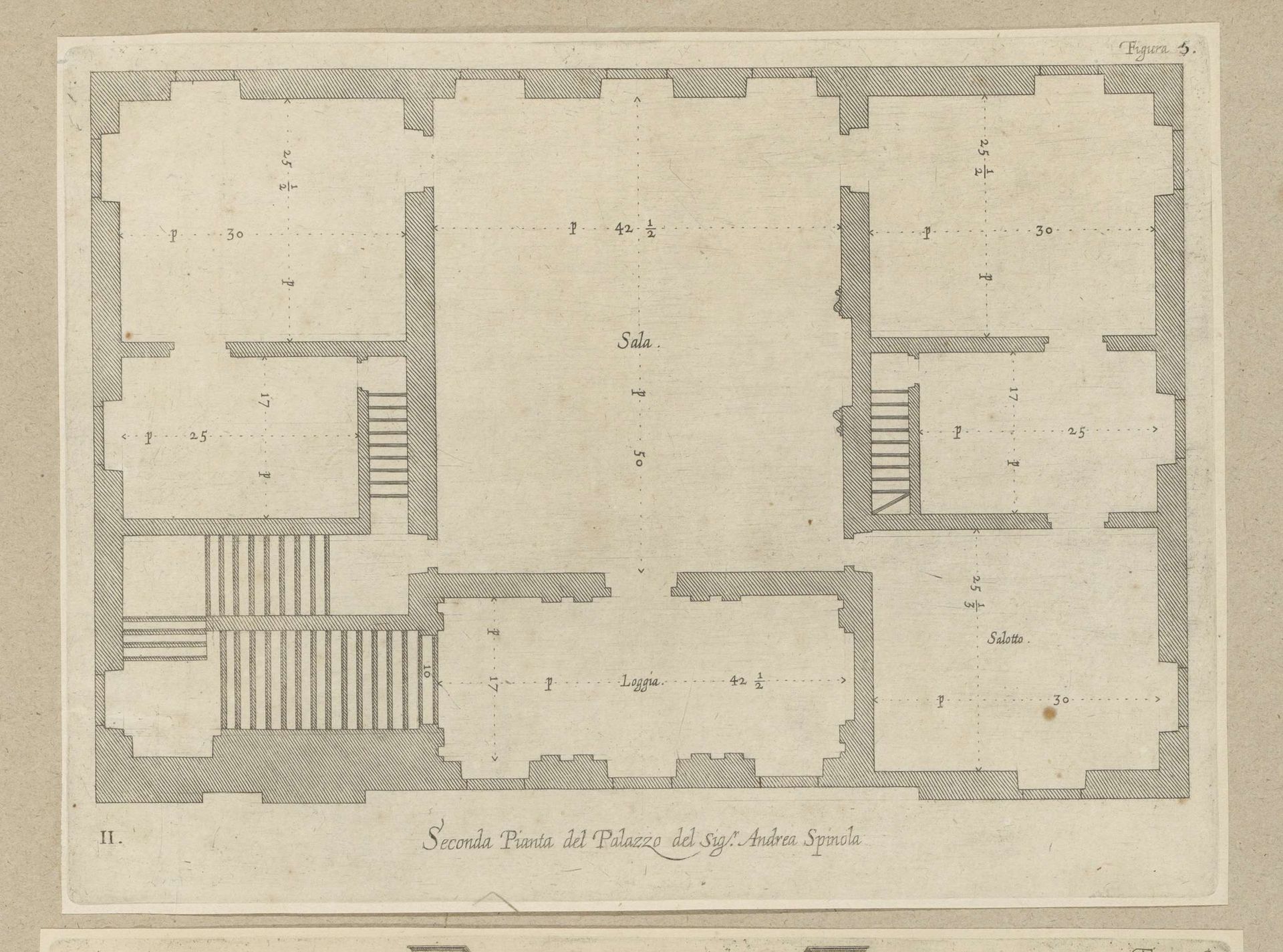 Plattegrond van de eerste verdieping van het Palazzo Gambaro te Genua by Nicolaes Ryckmans
