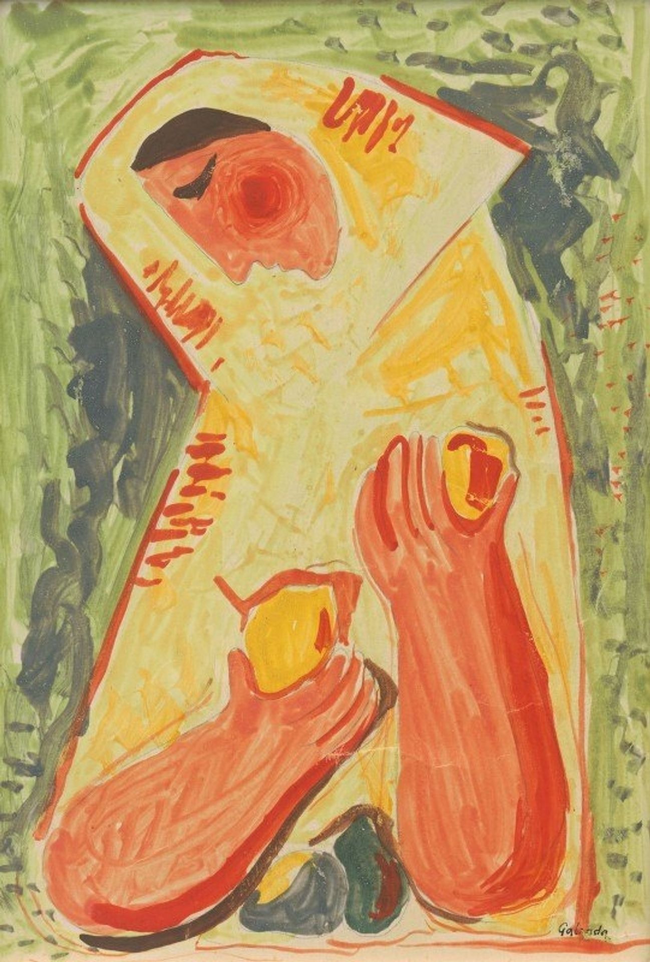 Woman with fruits by Mikuláš Galanda