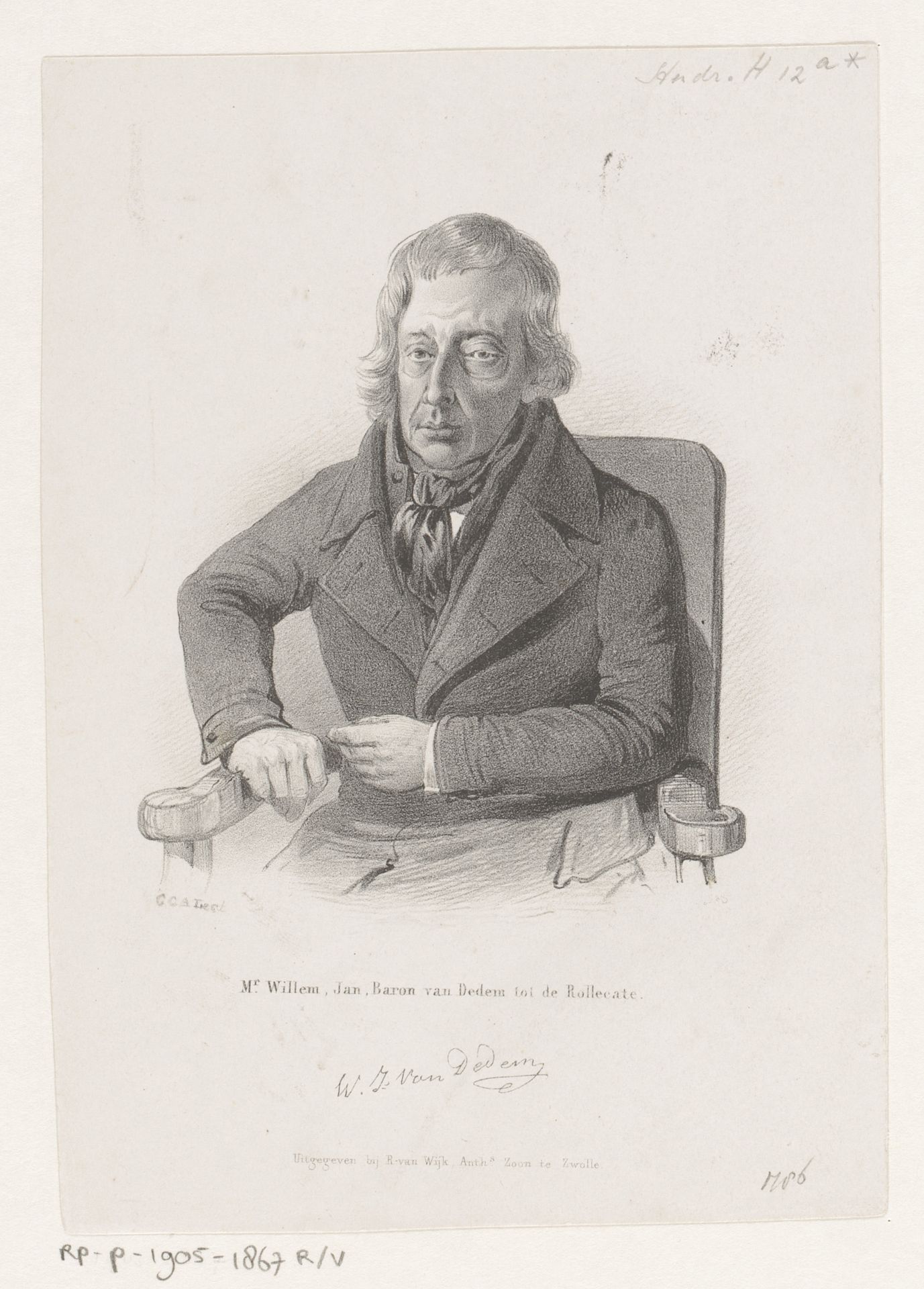 Portret van Willem Jan baron van Dedem tot de Rollecate by Carel Christiaan Antony Last