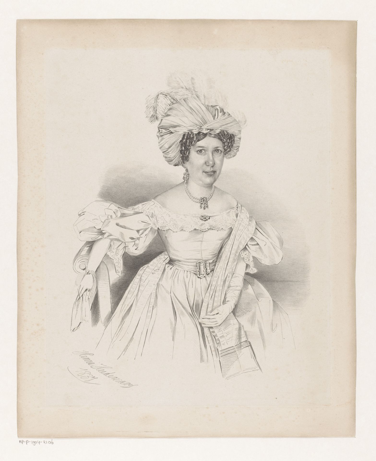 Portret van een onbekende dame, mogelijk Henriette Elisabeth Ising by Henri Philippe Heidemans