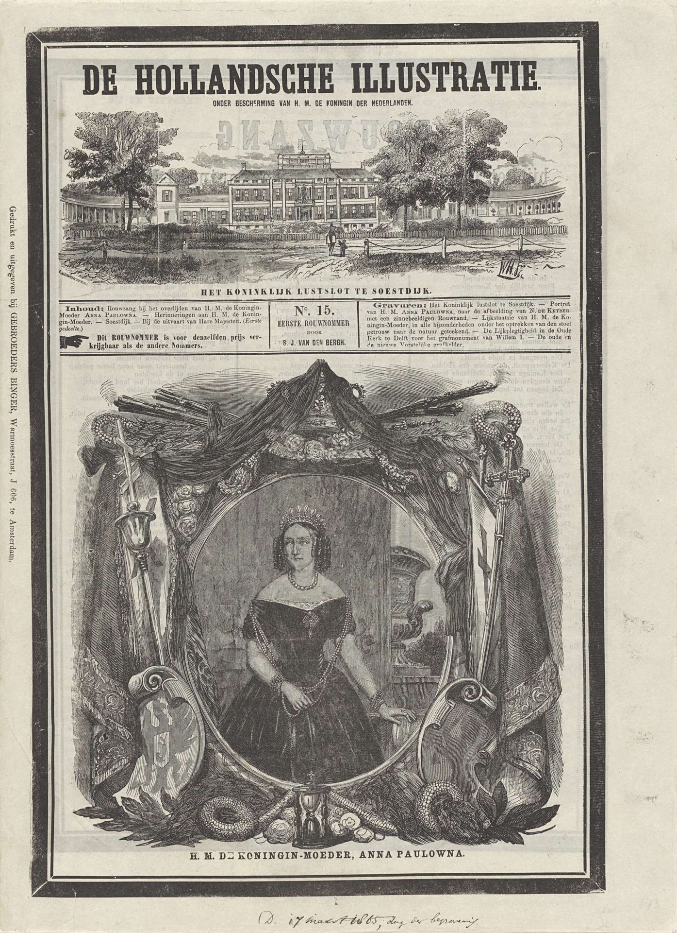 Rouwnummer van De Hollandsche Illustratie bij de uitvaart van Anna Paulowna, 1865 by Edouard Vermorcken