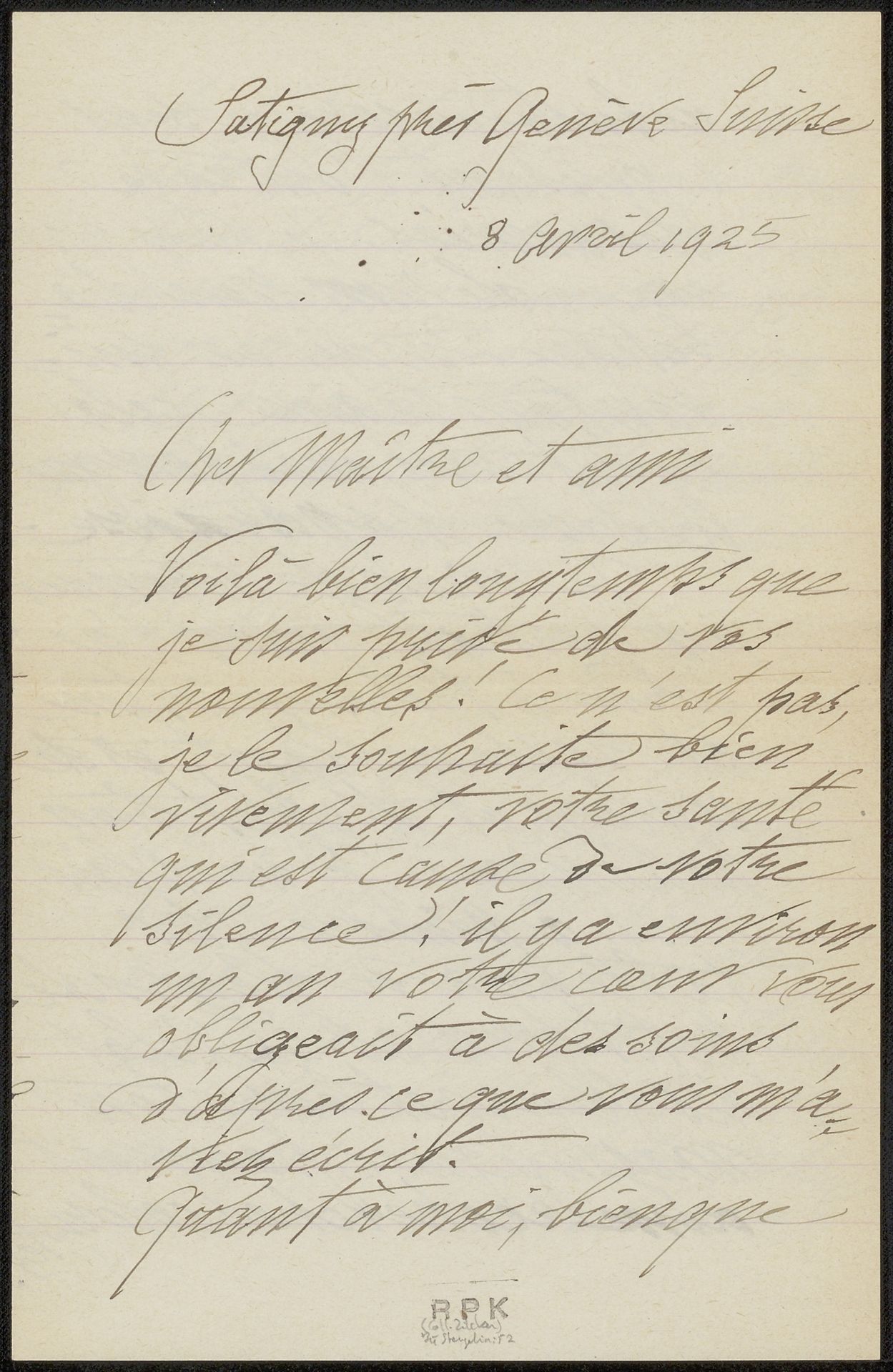 Brief aan Philip Zilcken by Alphonse Stengelin