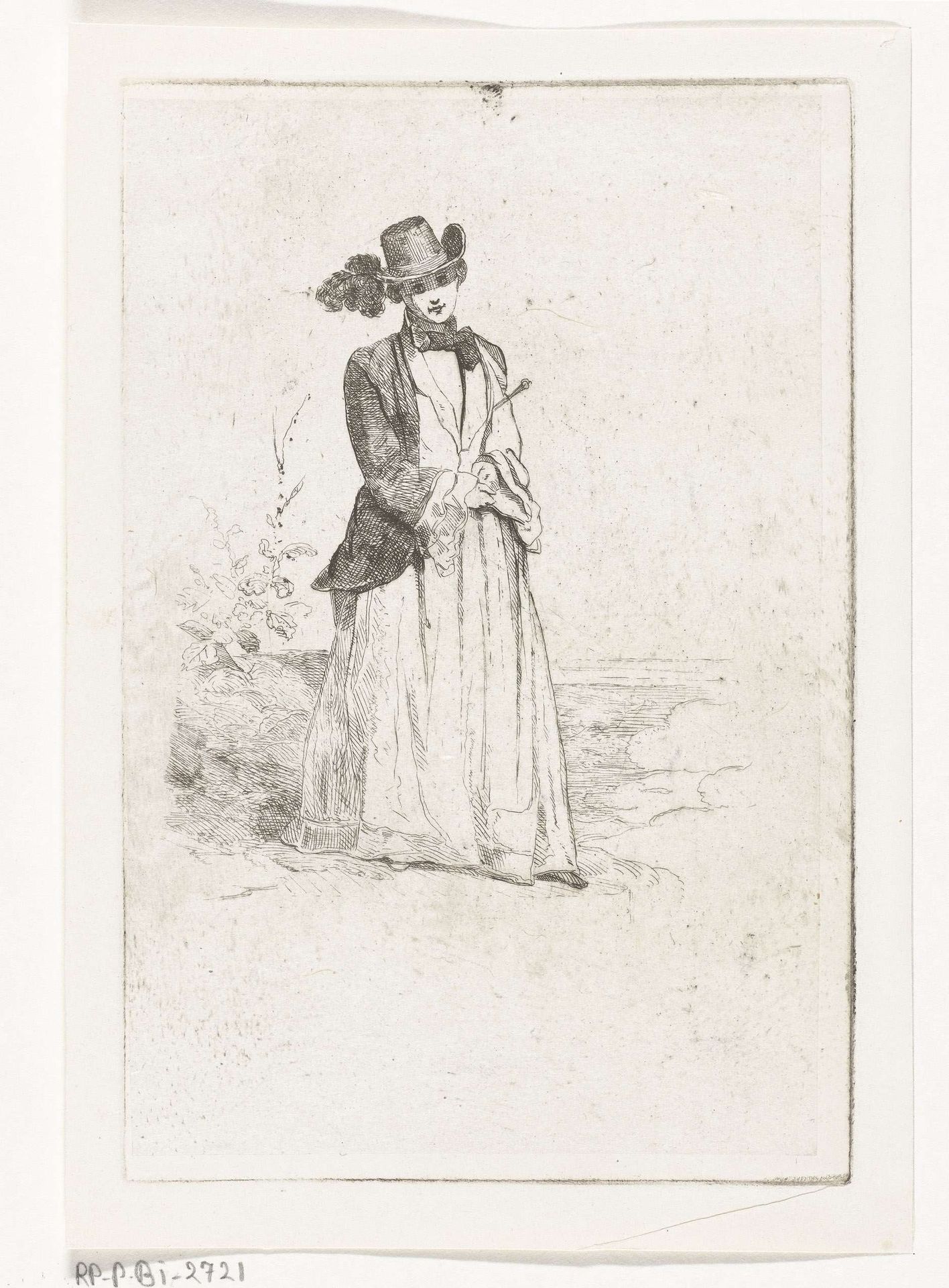 Staande vrouw met rijzweep by Karel Frederik Bombled
