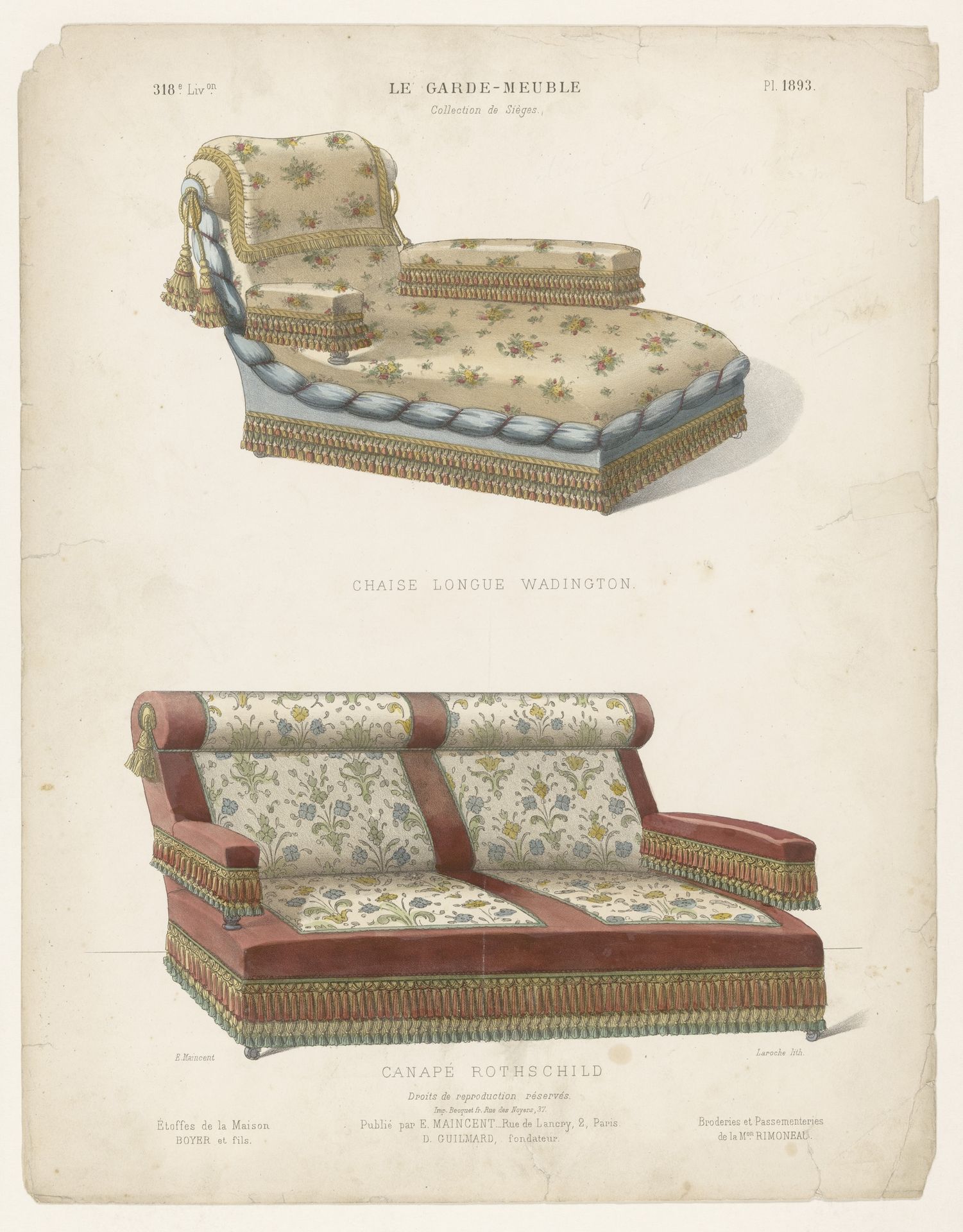 Chaise longue en canapé by Léon Laroche