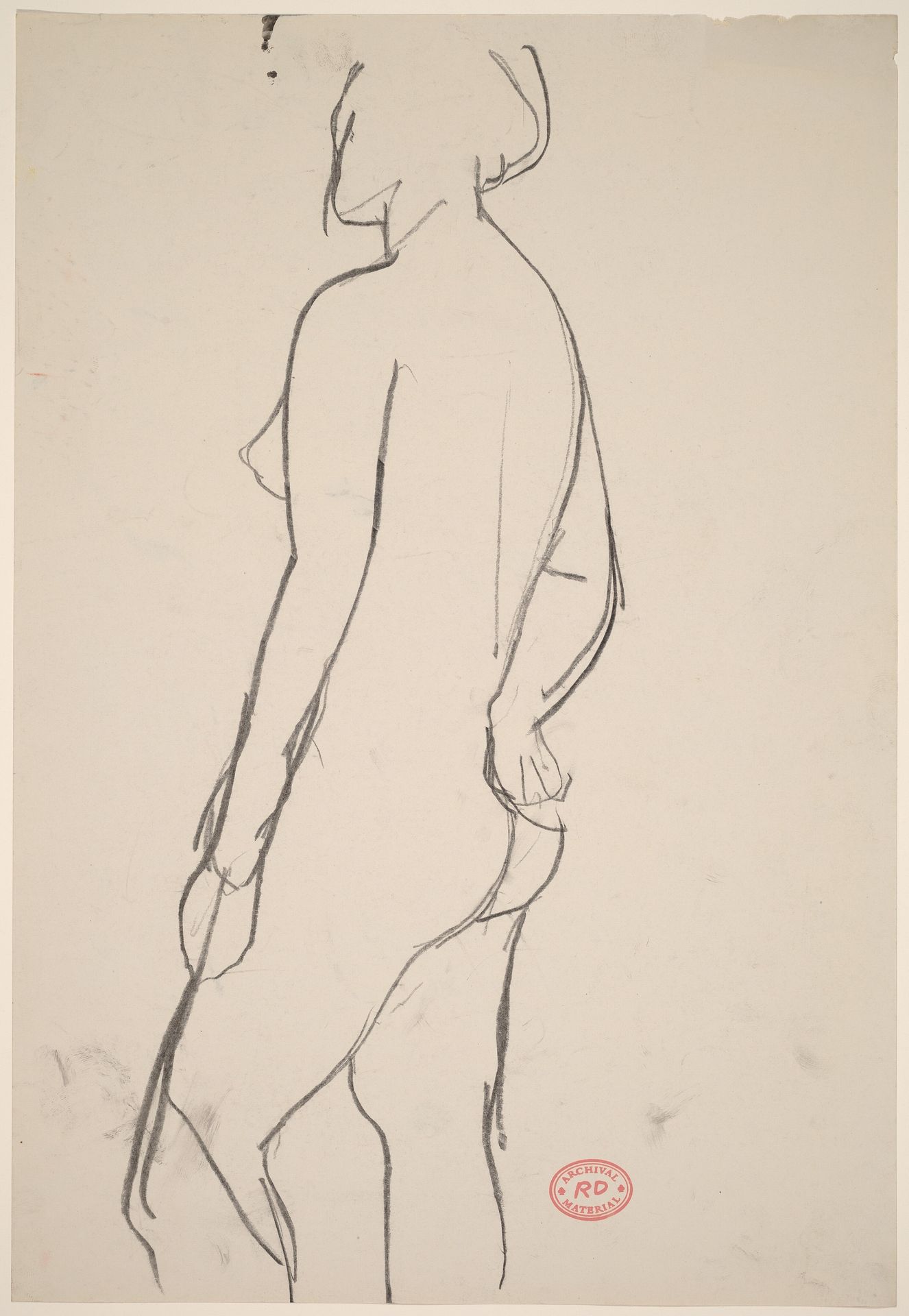 Untitled [side view of a nude with her right arm behind her] by Richard Diebenkorn