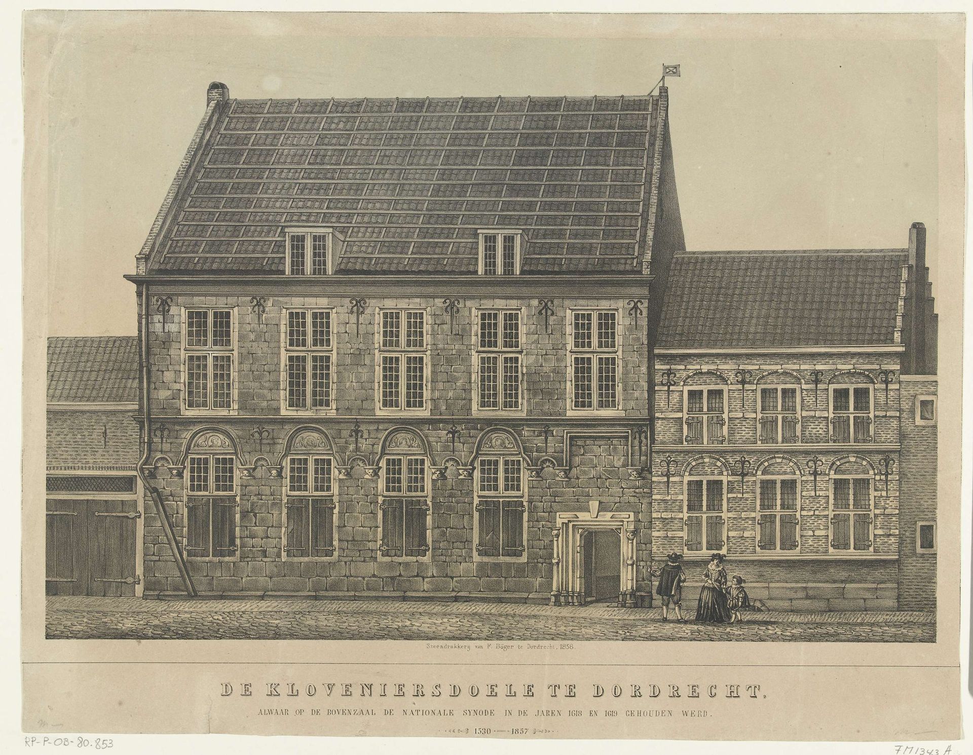 De Kloveniersdoelen te Dordrecht waar de nationale synode is gehouden in de jaren 1618-1619 by Frederik Böger