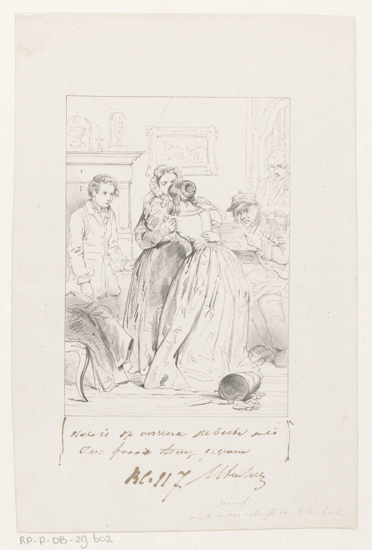 Twee vrouwen omarmen elkaar by Herman Frederik Carel ten Kate