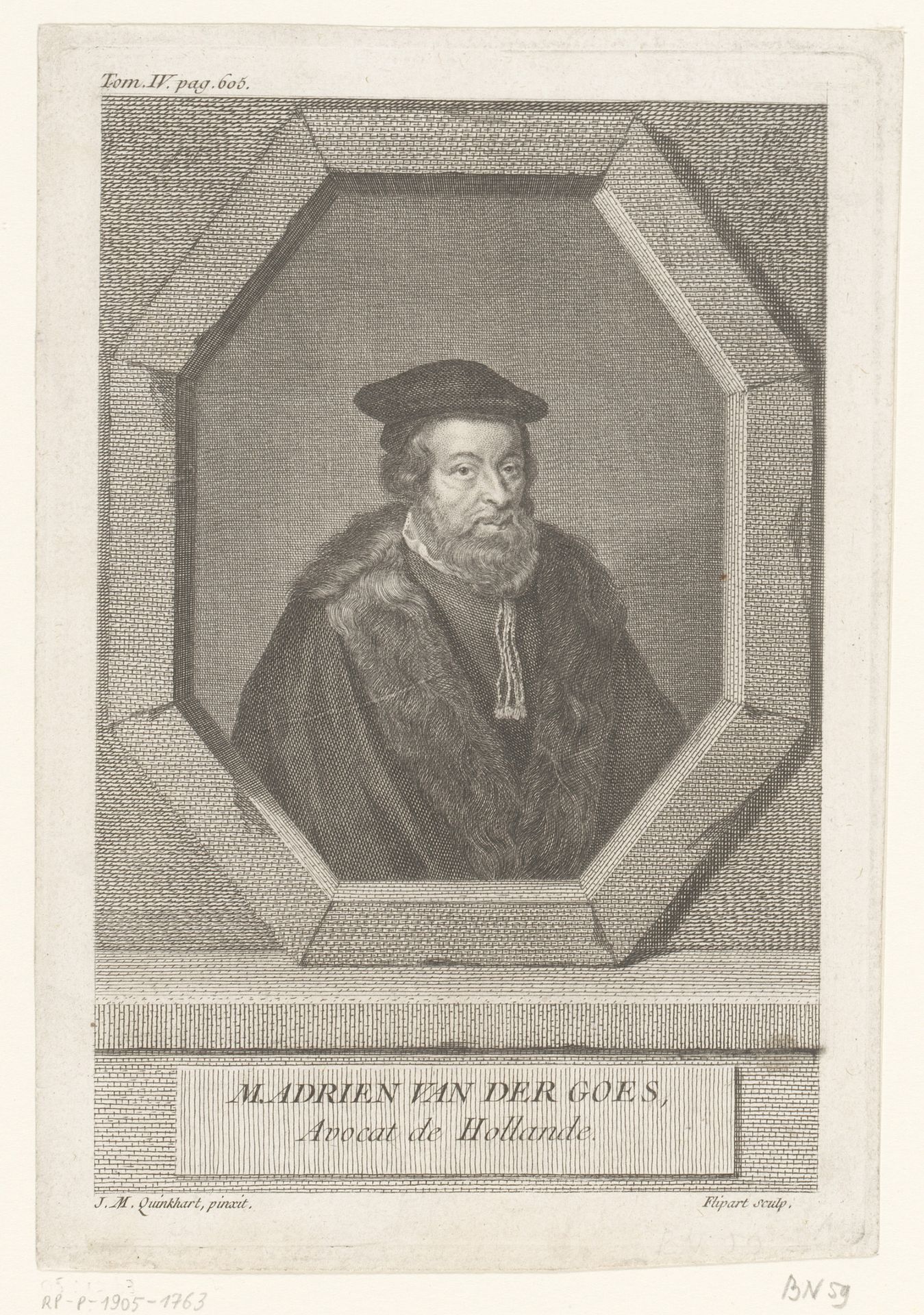 Portret van Adriaen van der Goes by Jean Jacques Flipart