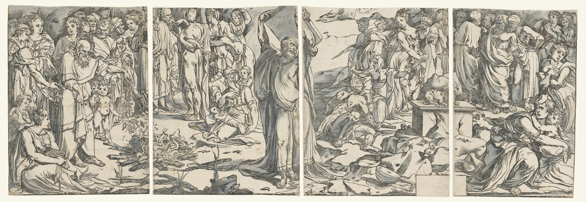 Mozes breekt de tafelen der wet by Andrea Andreani