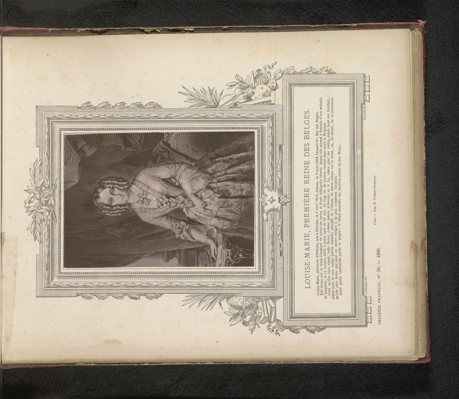 Reproductie van een schilderij van een portret van Louise Marie van Orléans by Anonymous