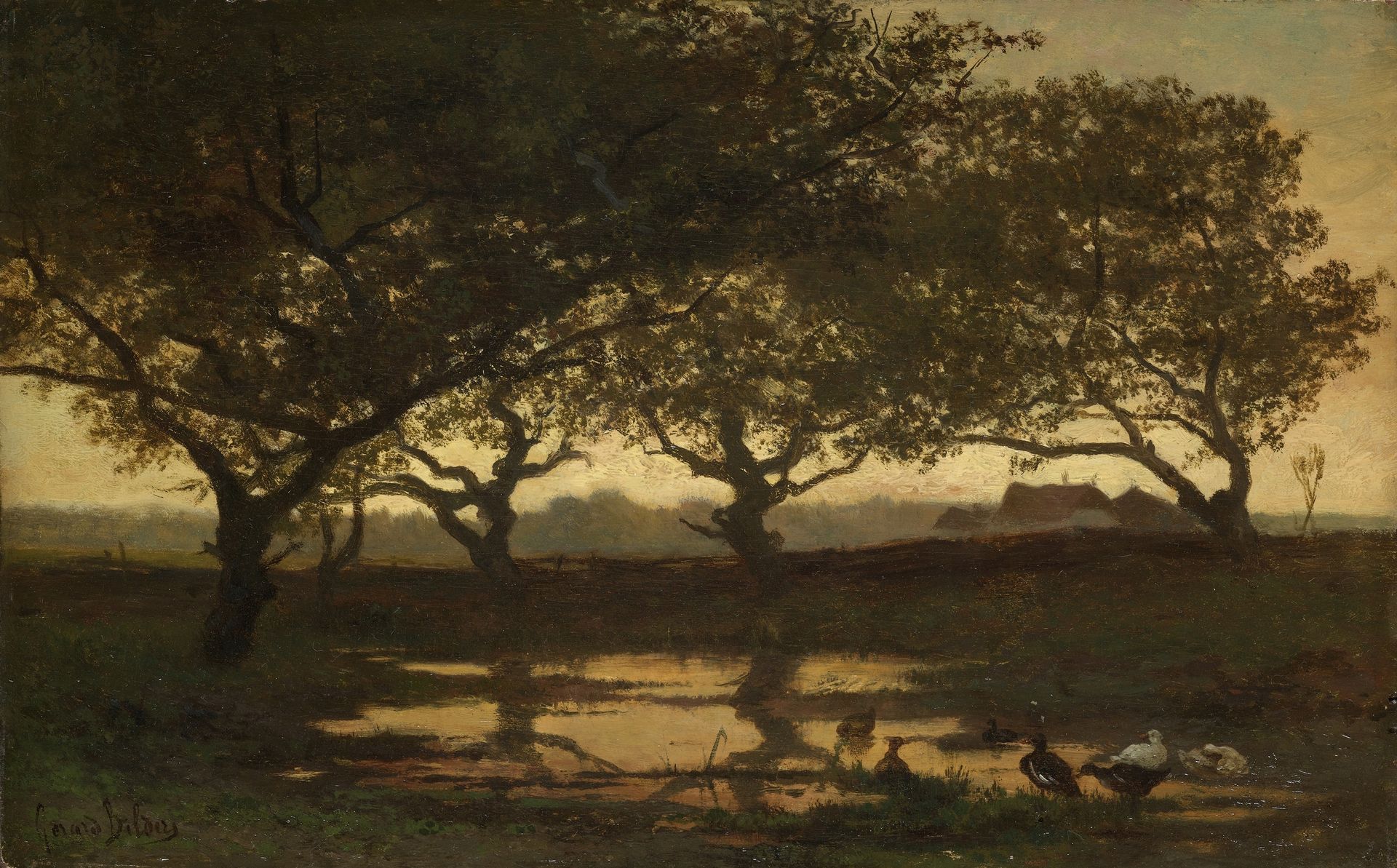 Woodland Pond at Sunset by Gerard Bilders