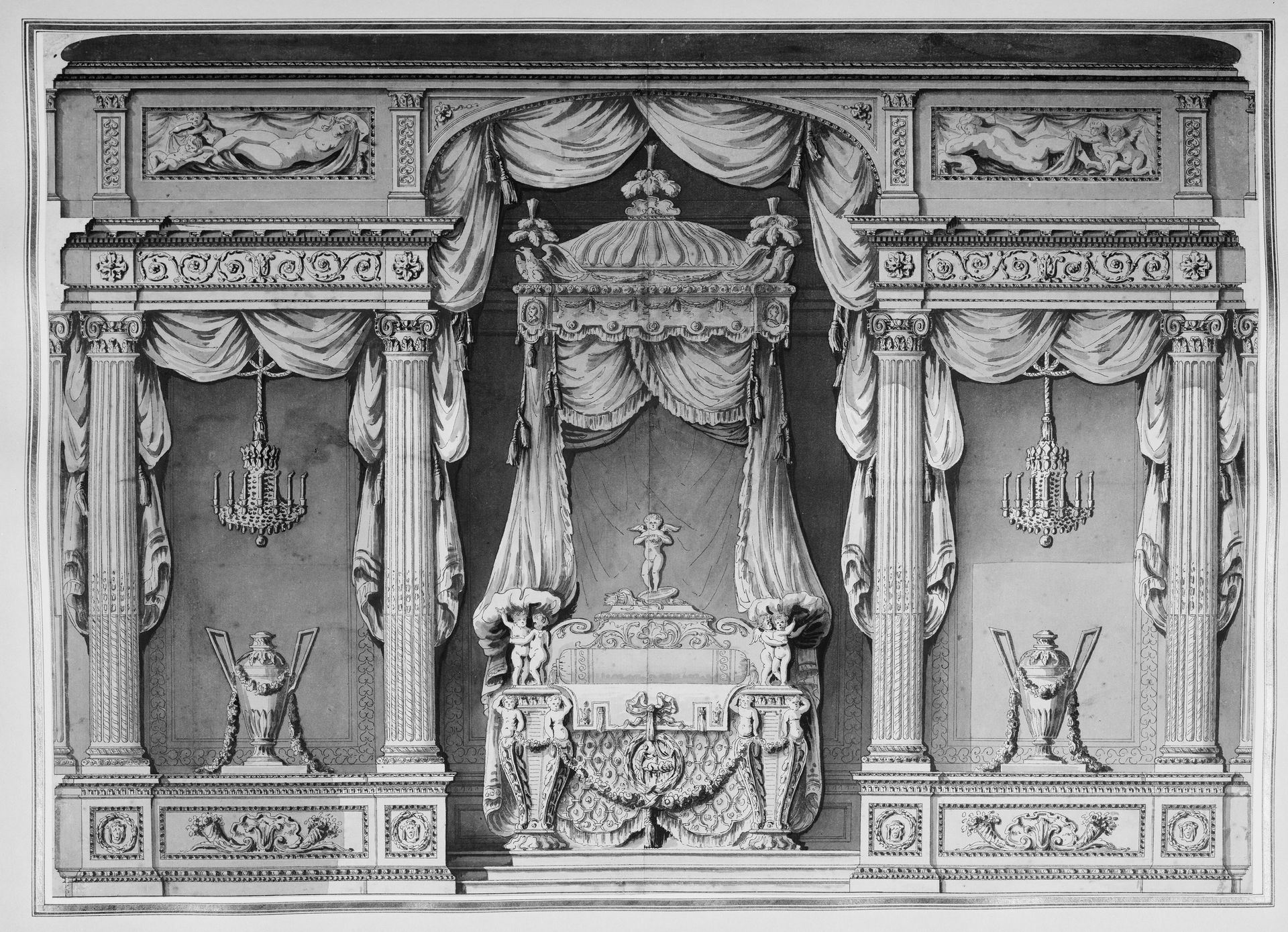 Design for a Canopy Bed in an Alcove by Anonymous