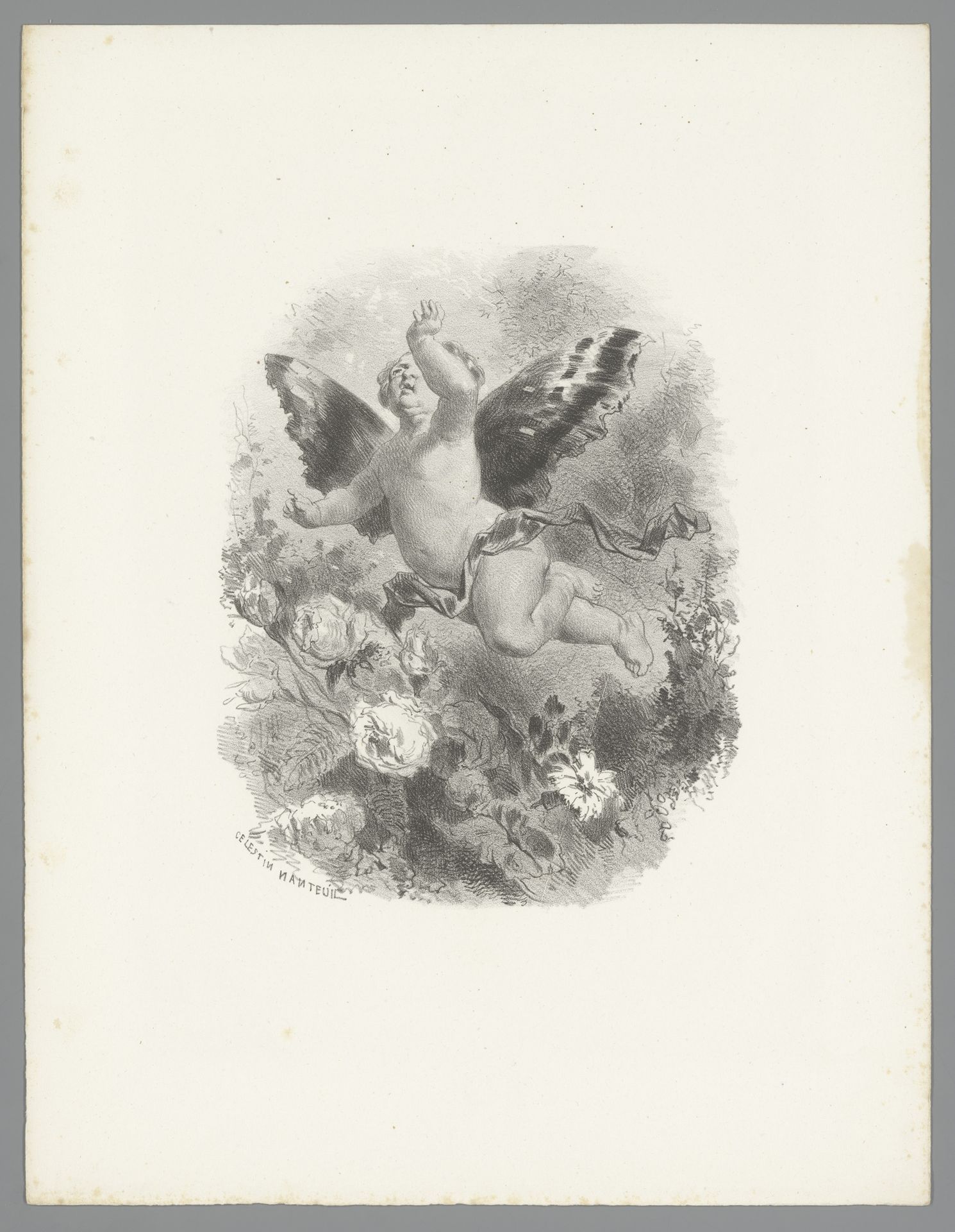 Putto tussen bloemen by Célestin Nanteuil