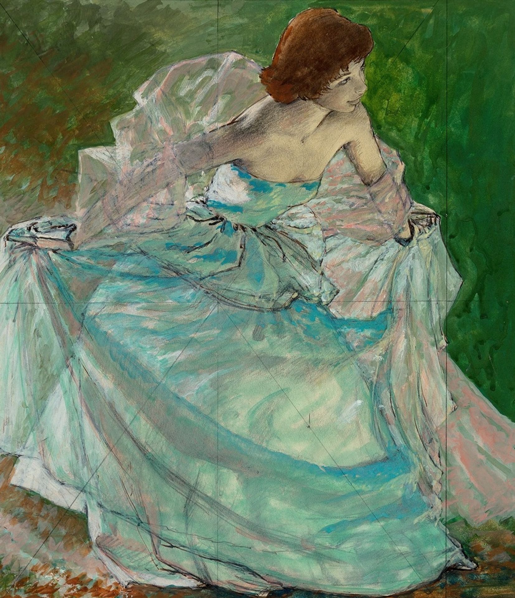 Couture magazine interior illustration study by Edwin Georgi