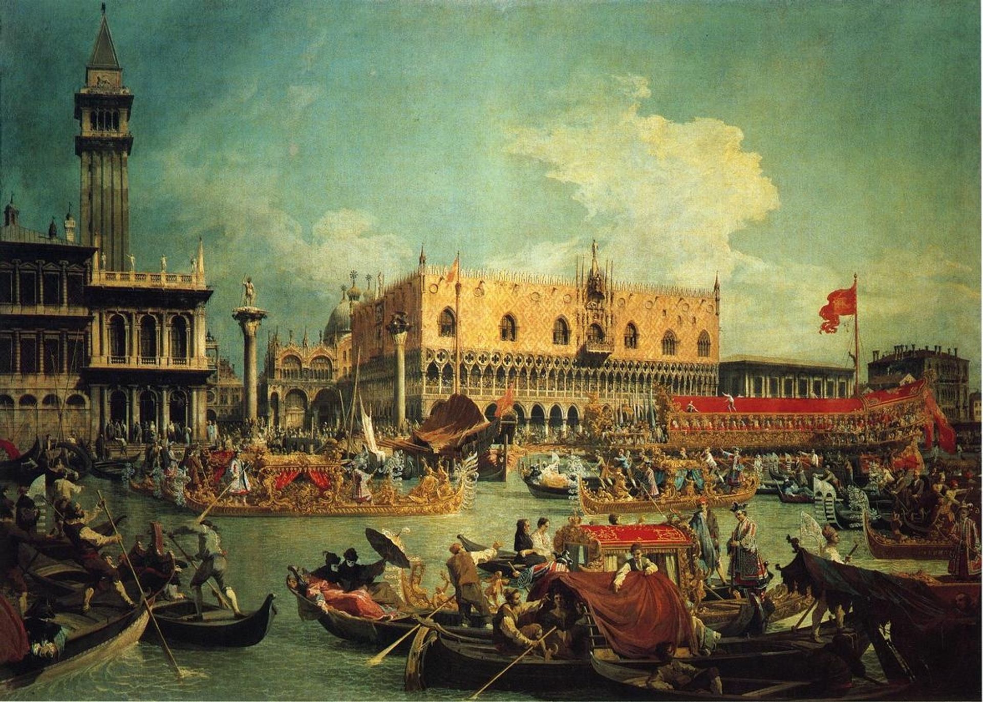 The Bucintoro by the Molo on Ascension Day by Canaletto