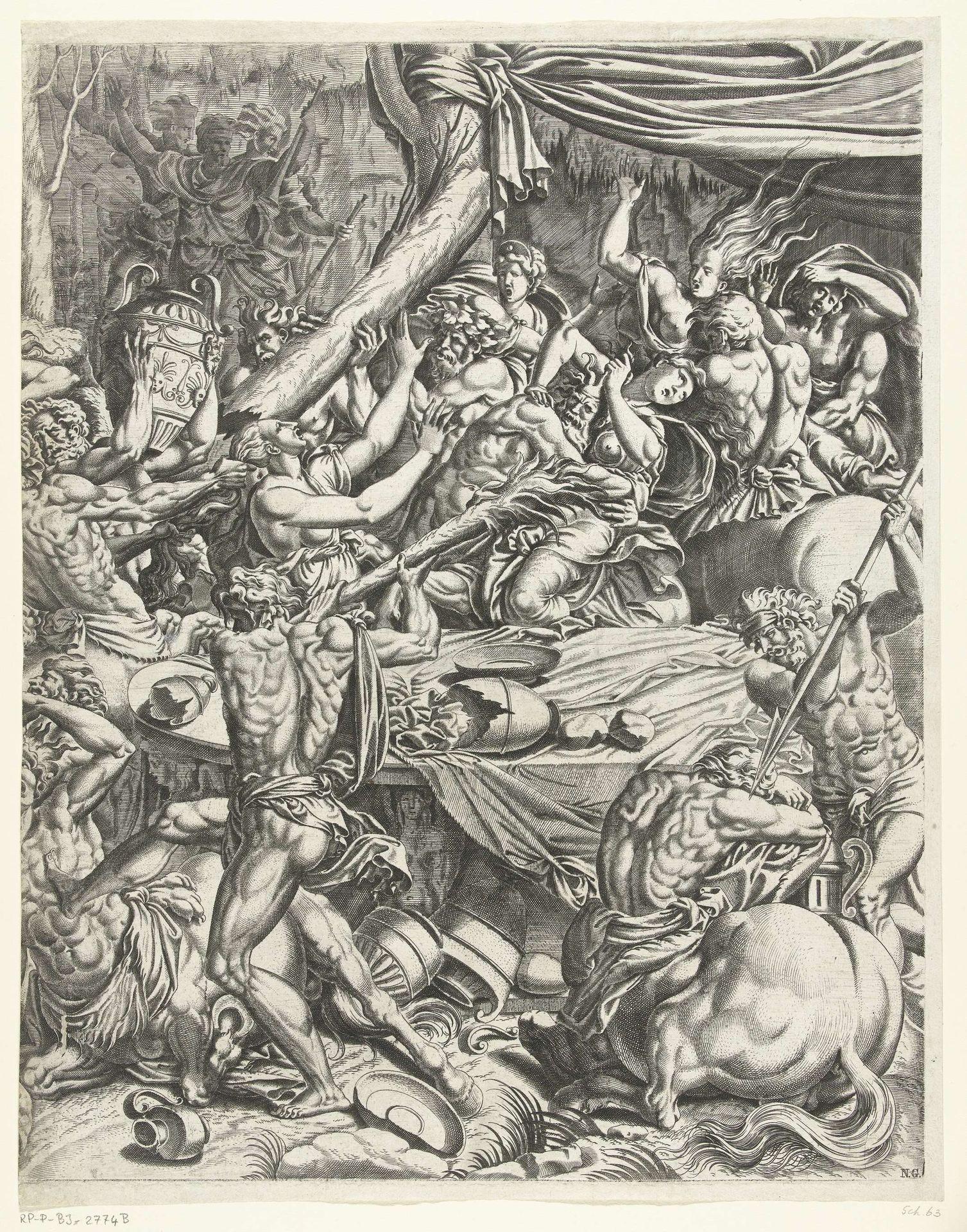 Strijd tussen de Lapithen en Centauren, rechter deel by Cornelis Bos