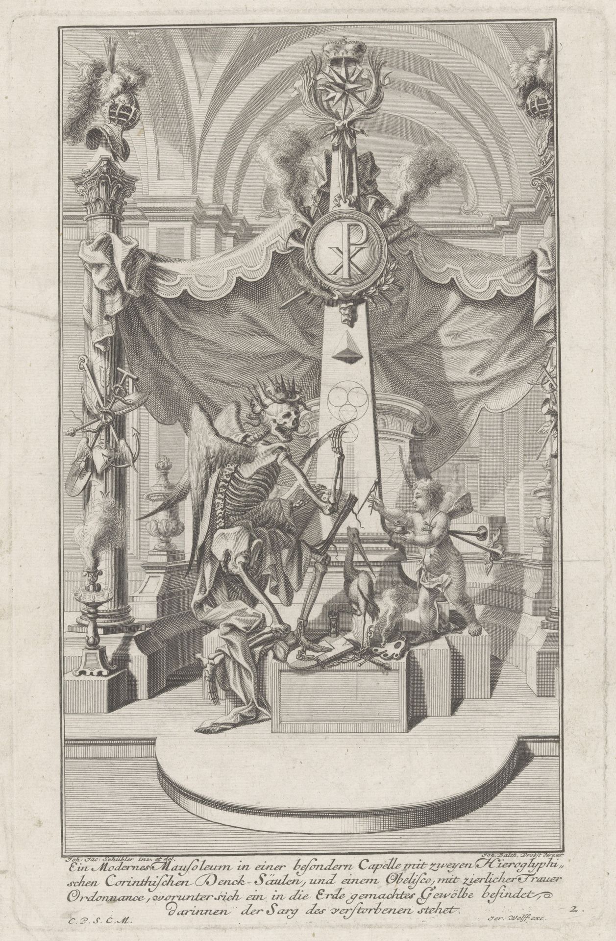 Grafmonument met personificatie van de dood by Johann Balthasar Probst