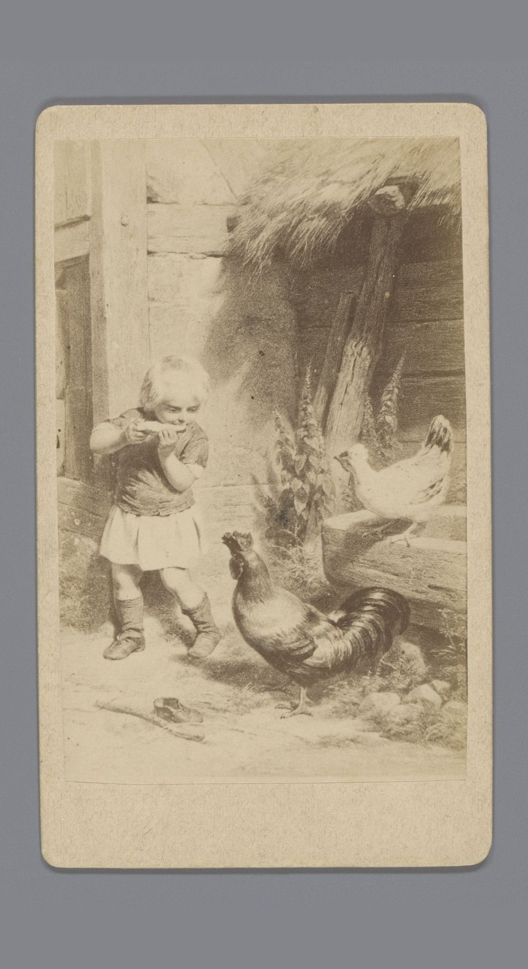 Fotoreproductie van de voorstelling Das gefährdete Frühstück van Friedrich Eduard Meyerheim by Anonymous