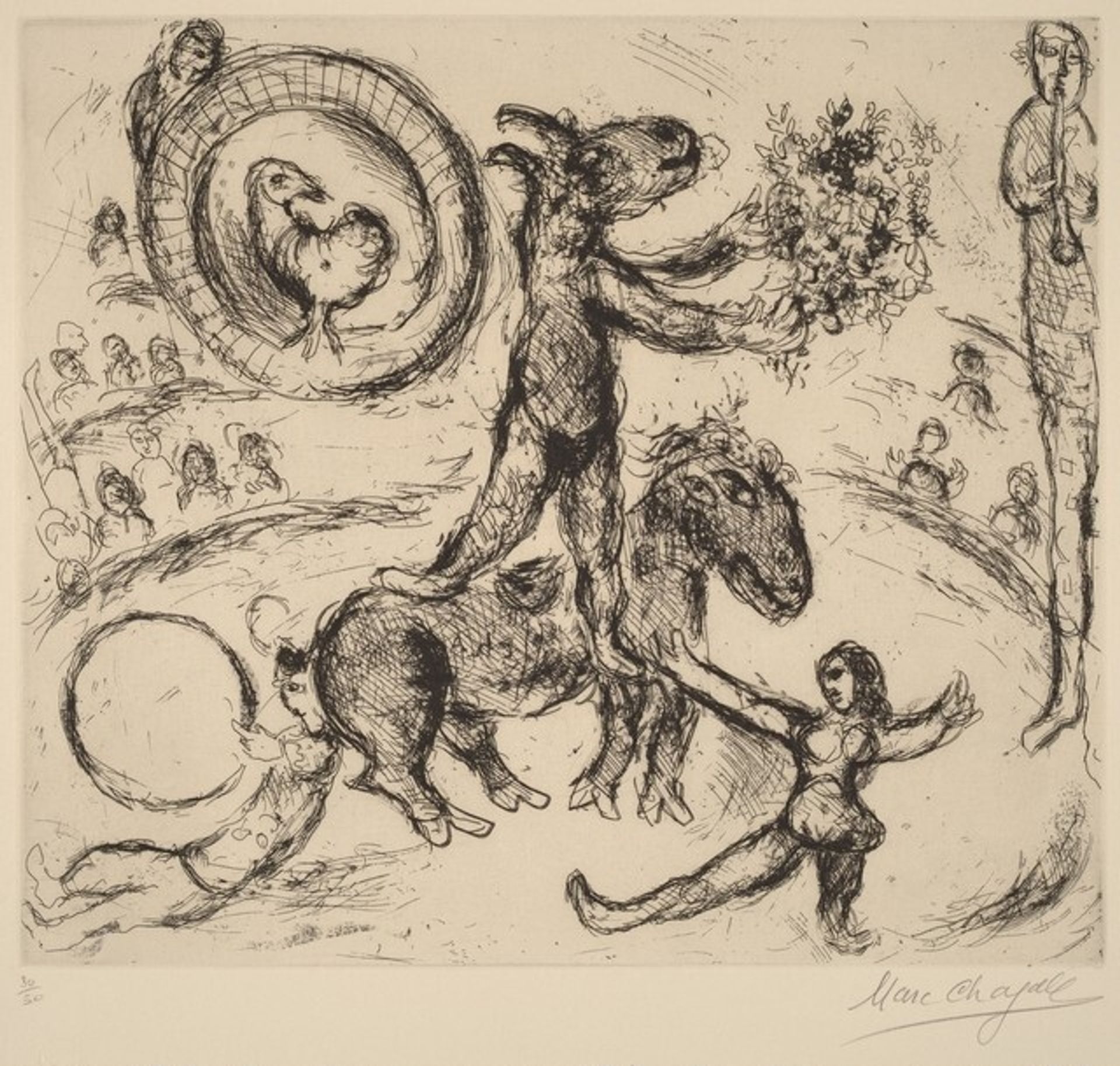 Donkey with Bouquet of Flowers by Marc Chagall