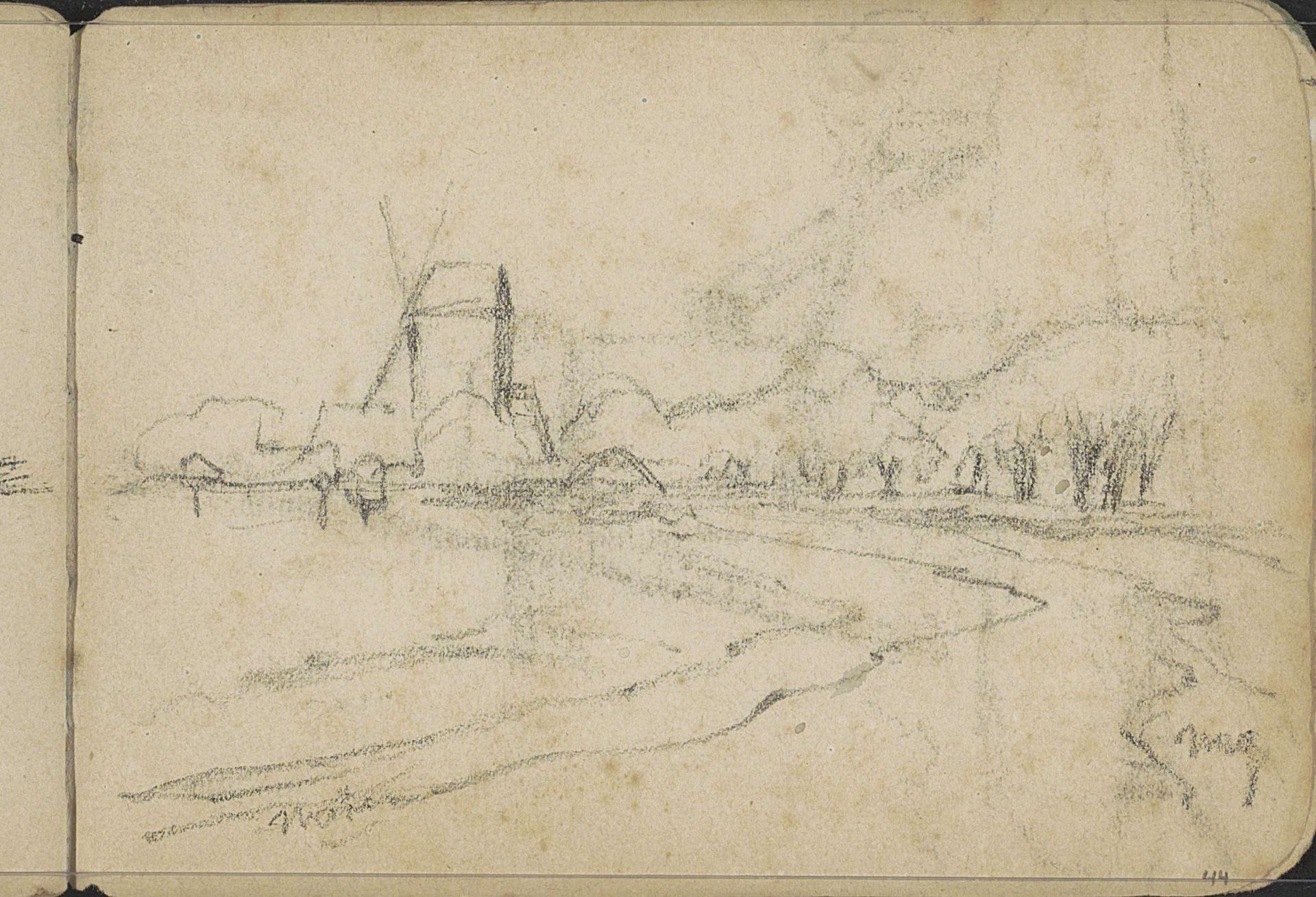 Landschap met molen by Willem Cornelis Rip