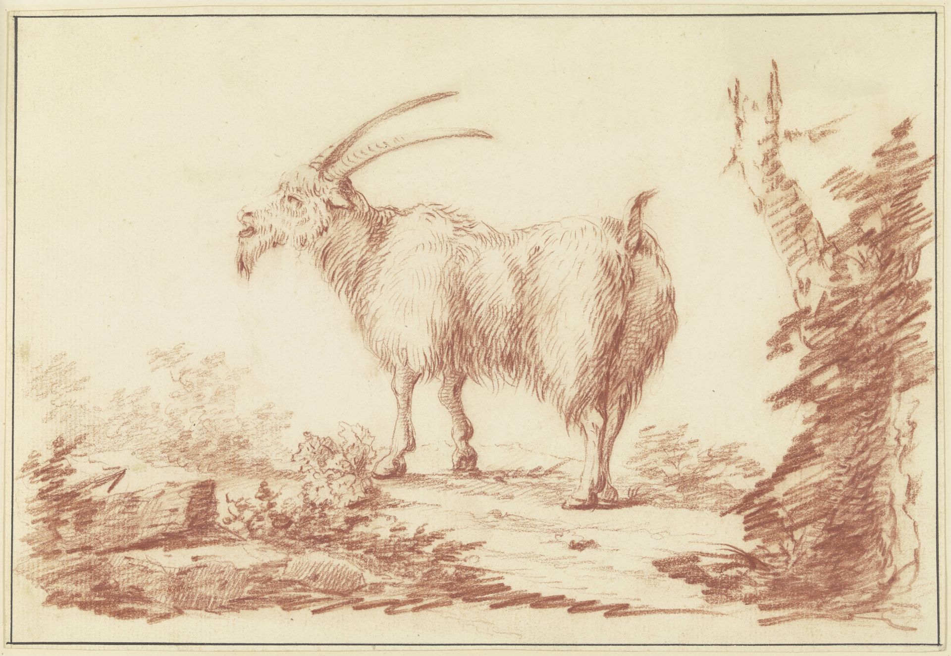 A goat to the left by Johann Ludwig von Pfeiff