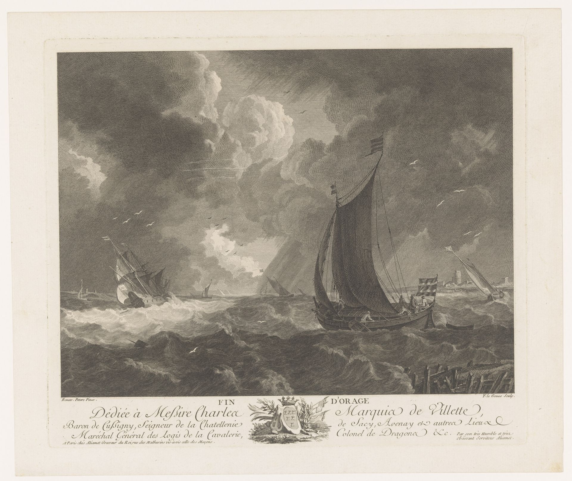 Einde van een storm op zee by Yves Marie Le Gouaz